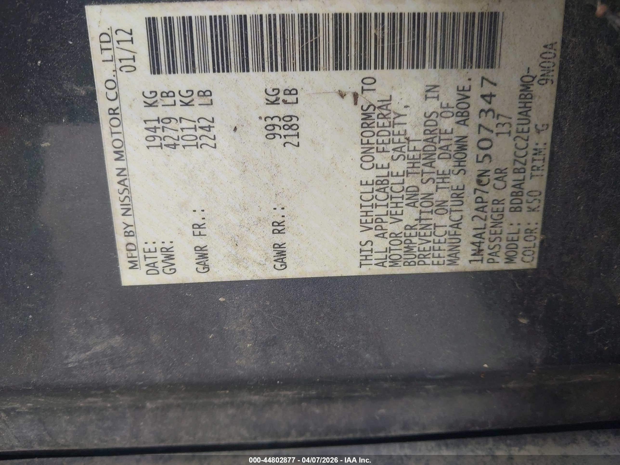 NISSAN ALTIMA image 9