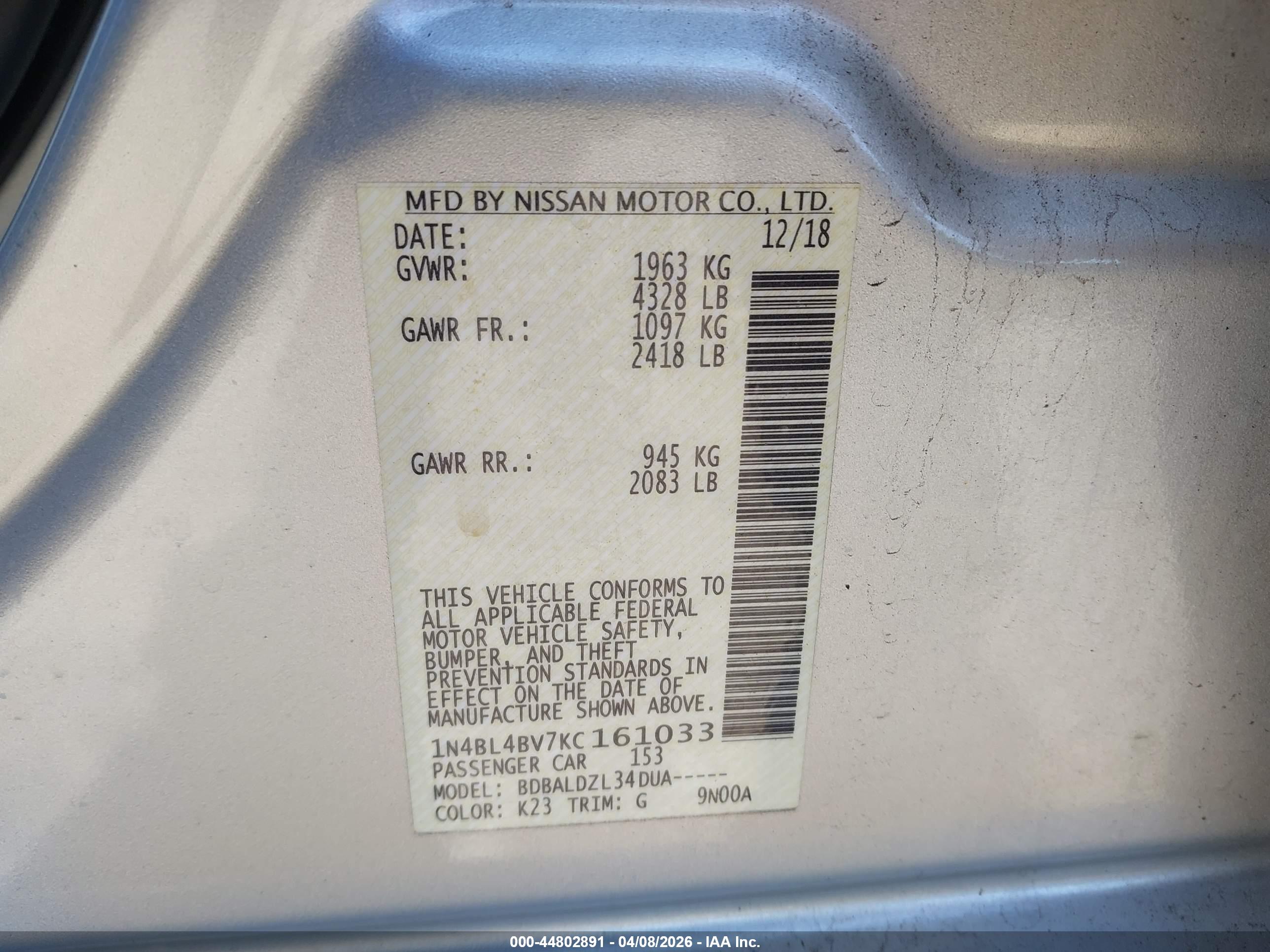 NISSAN ALTIMA image 9