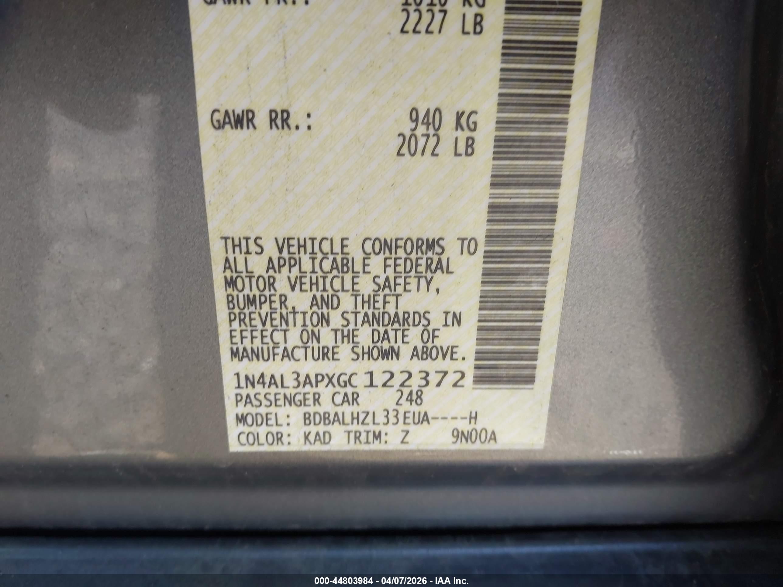 NISSAN ALTIMA image 9