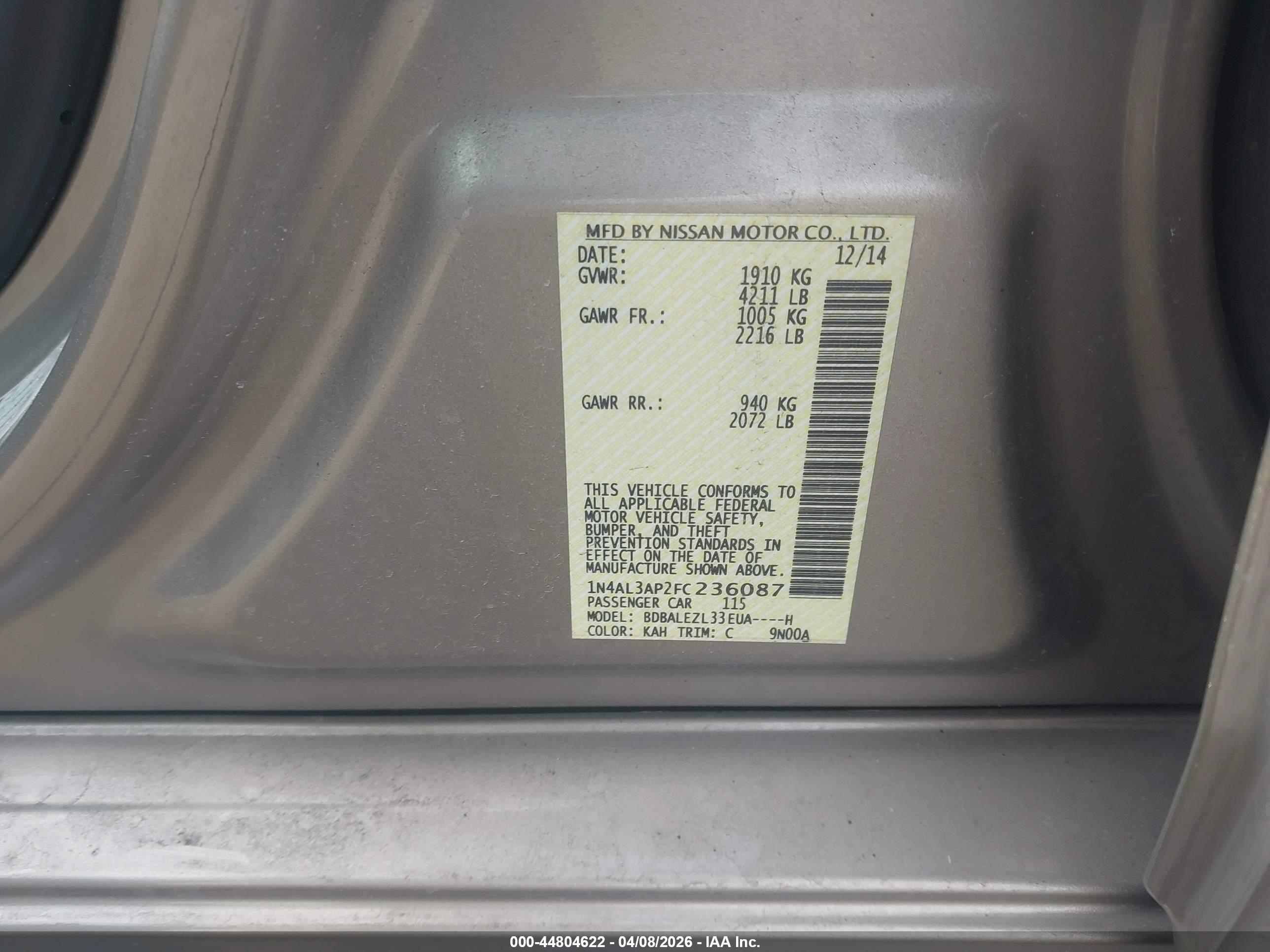 NISSAN ALTIMA image 9