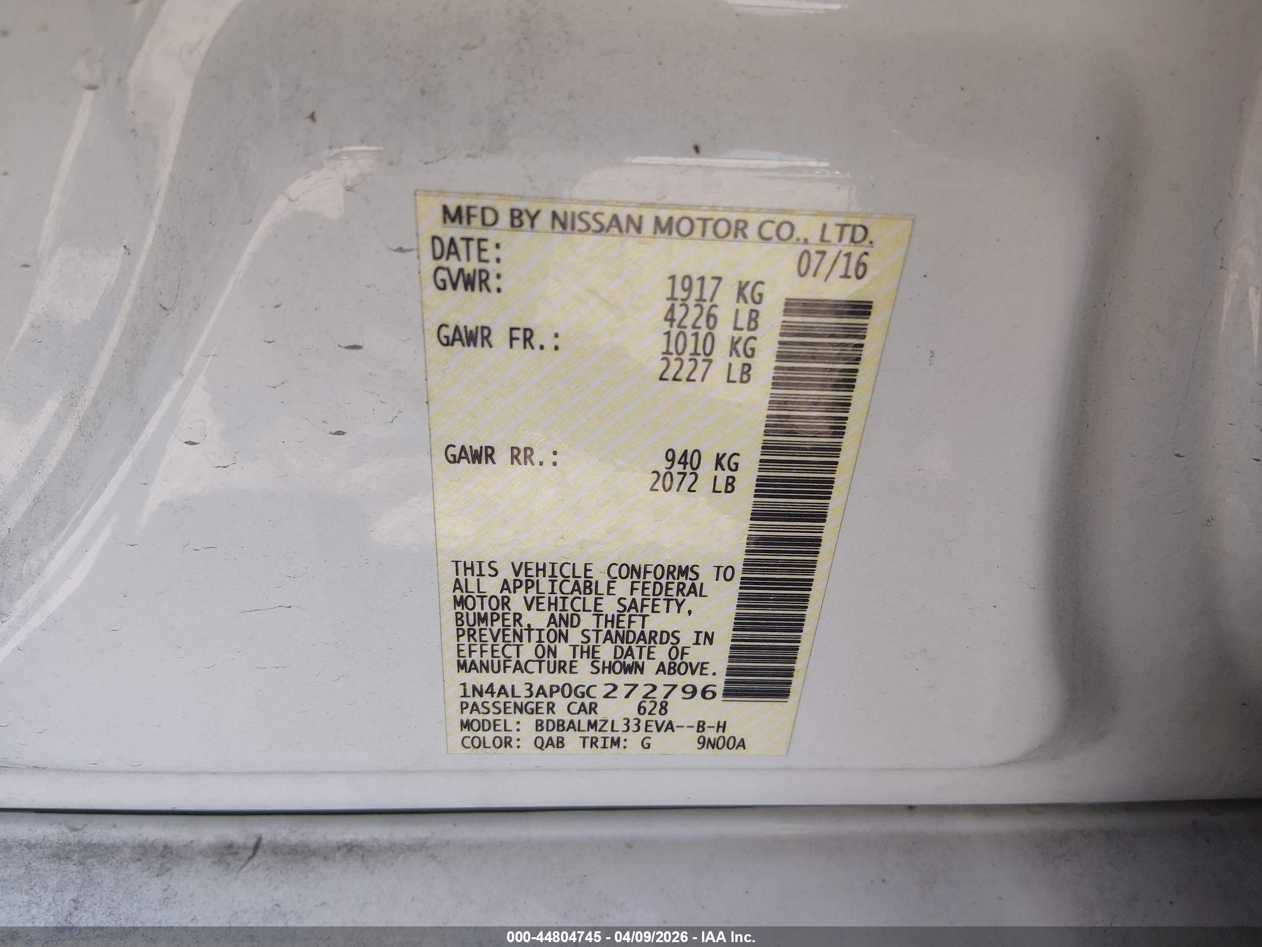 NISSAN ALTIMA image 9