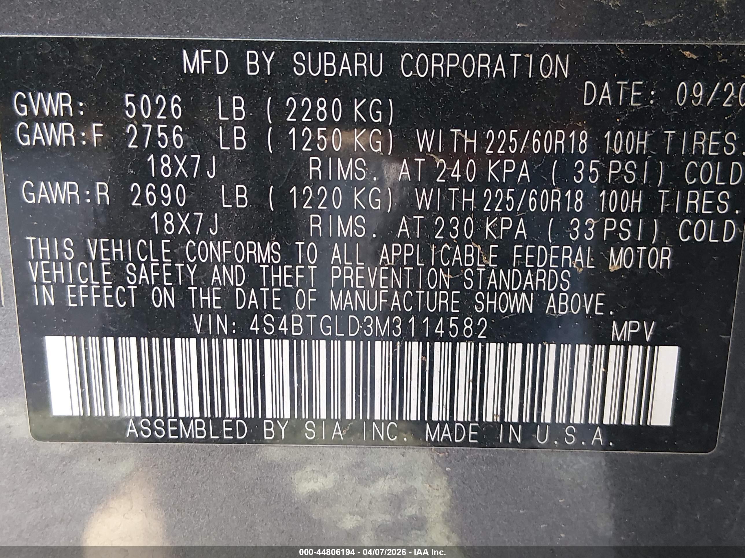 SUBARU OUTBACK image 9