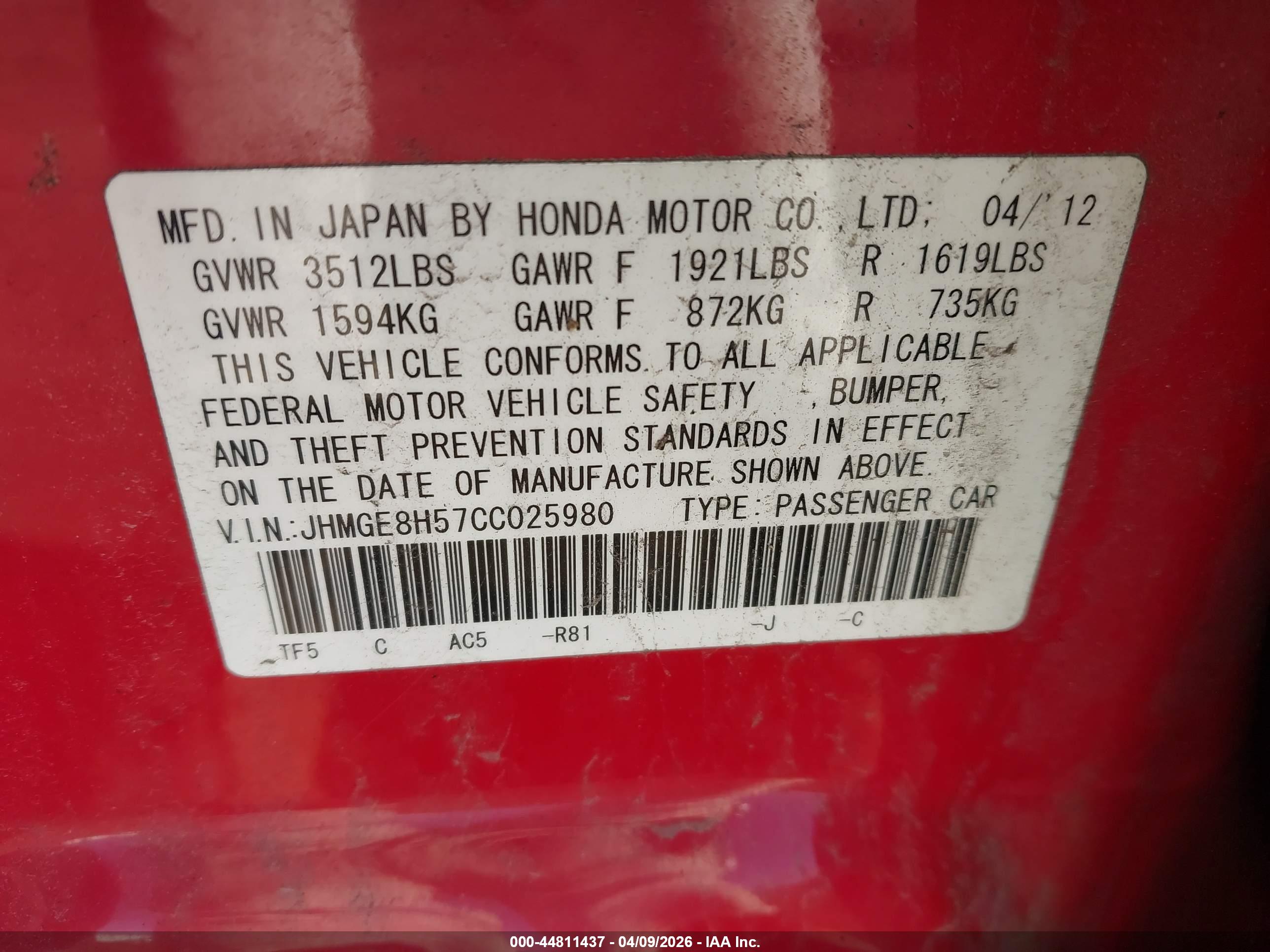 HONDA FIT image 9