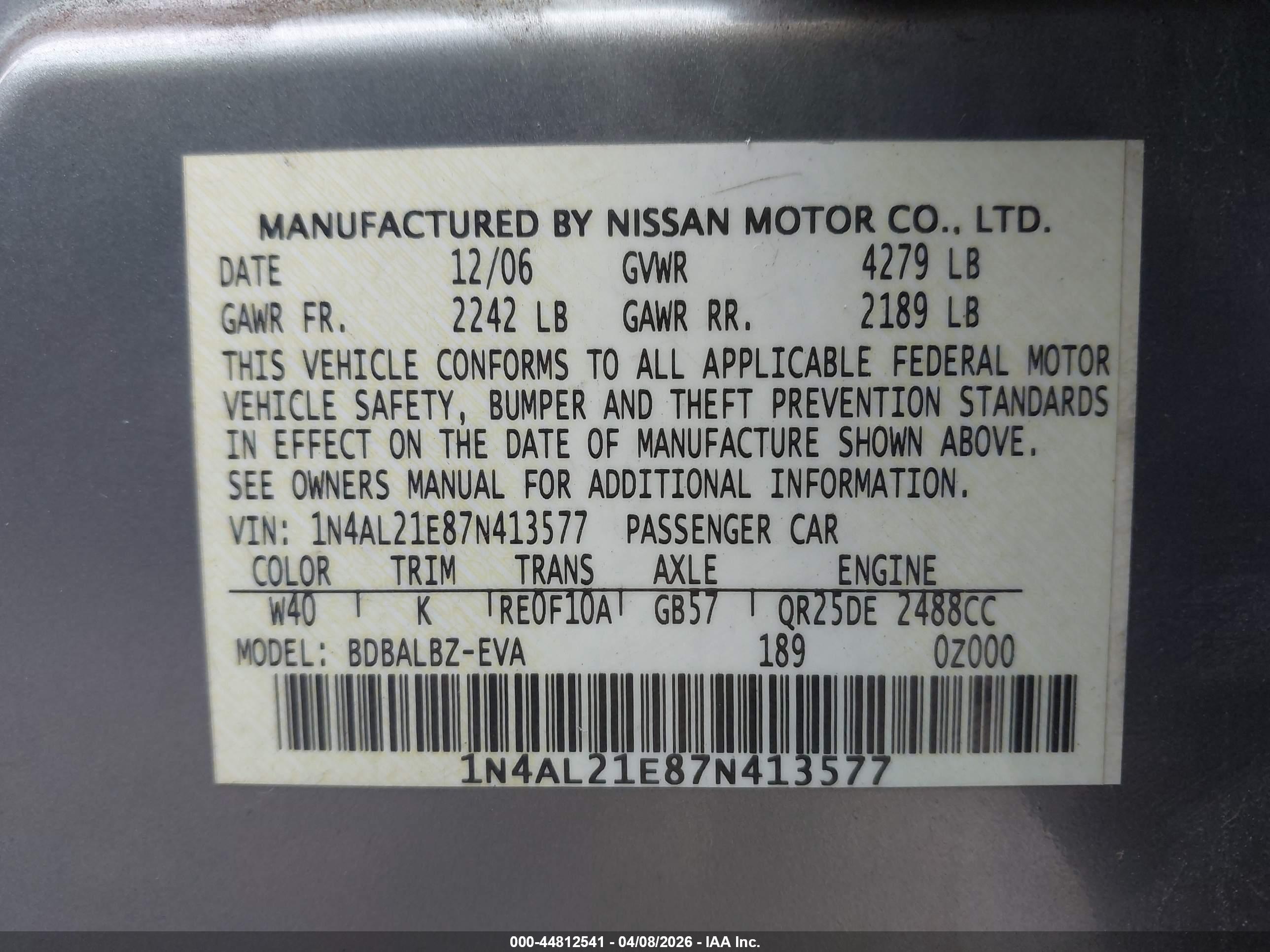 NISSAN ALTIMA image 9