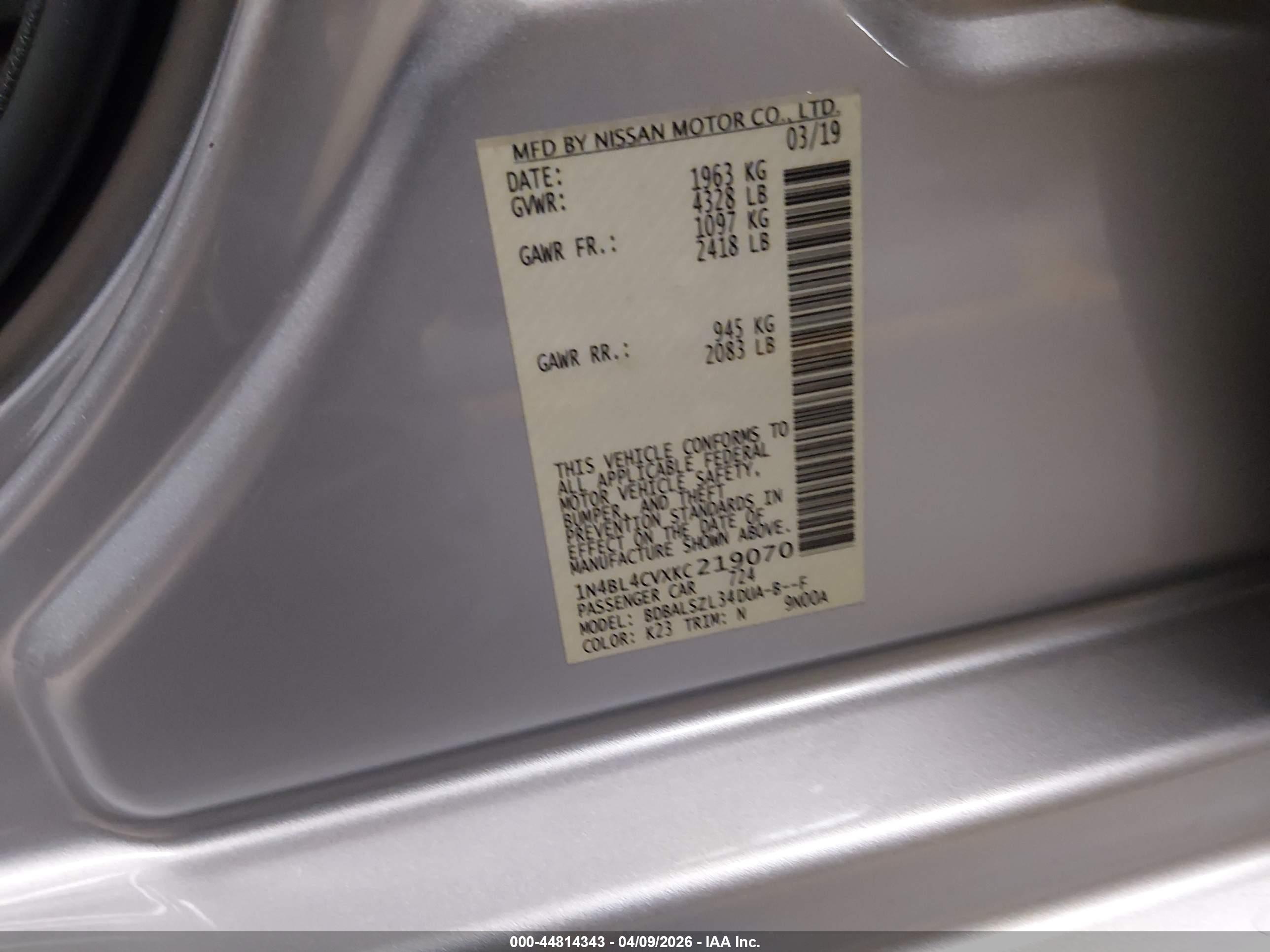 NISSAN ALTIMA image 9