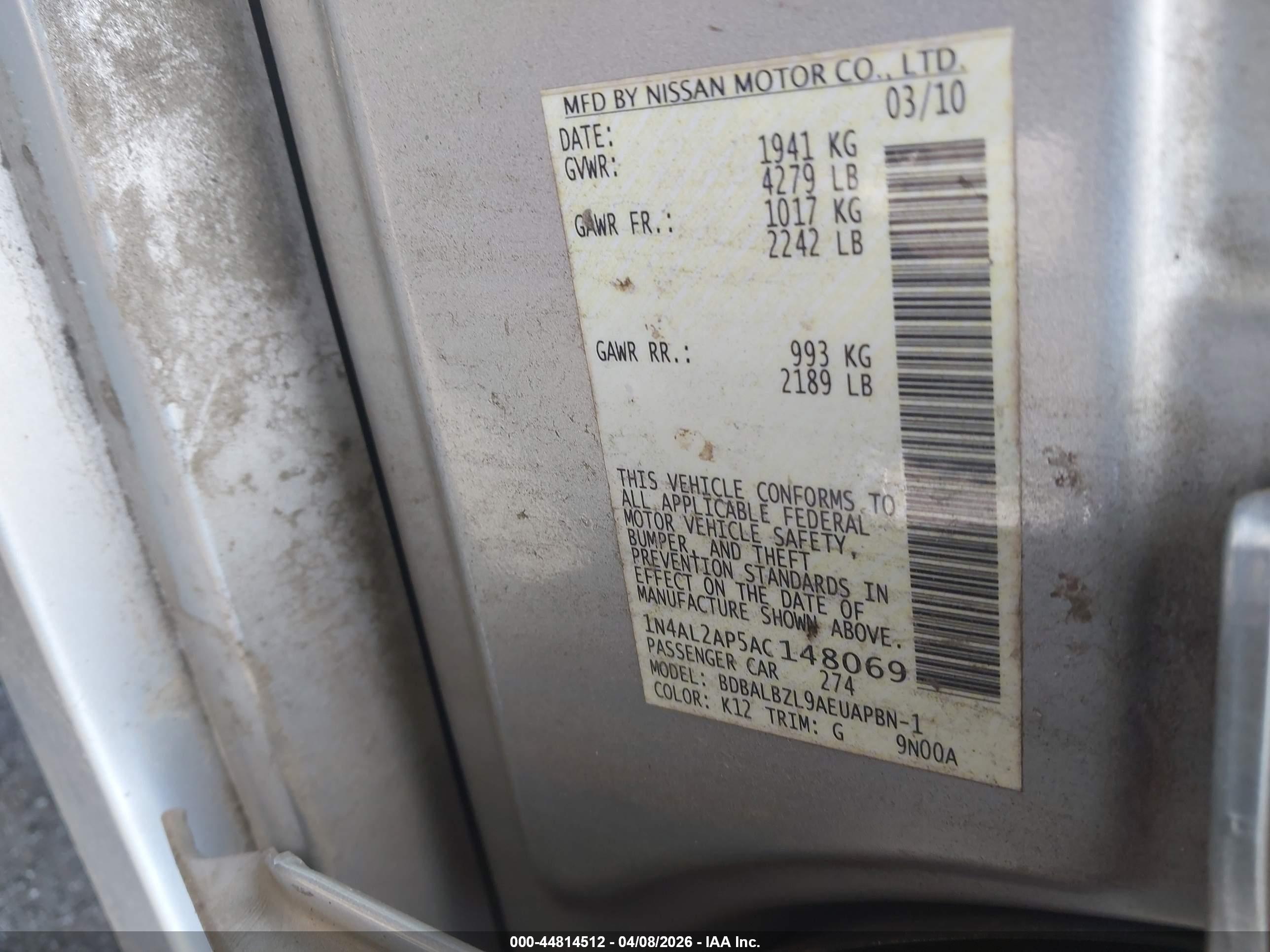 NISSAN ALTIMA image 9