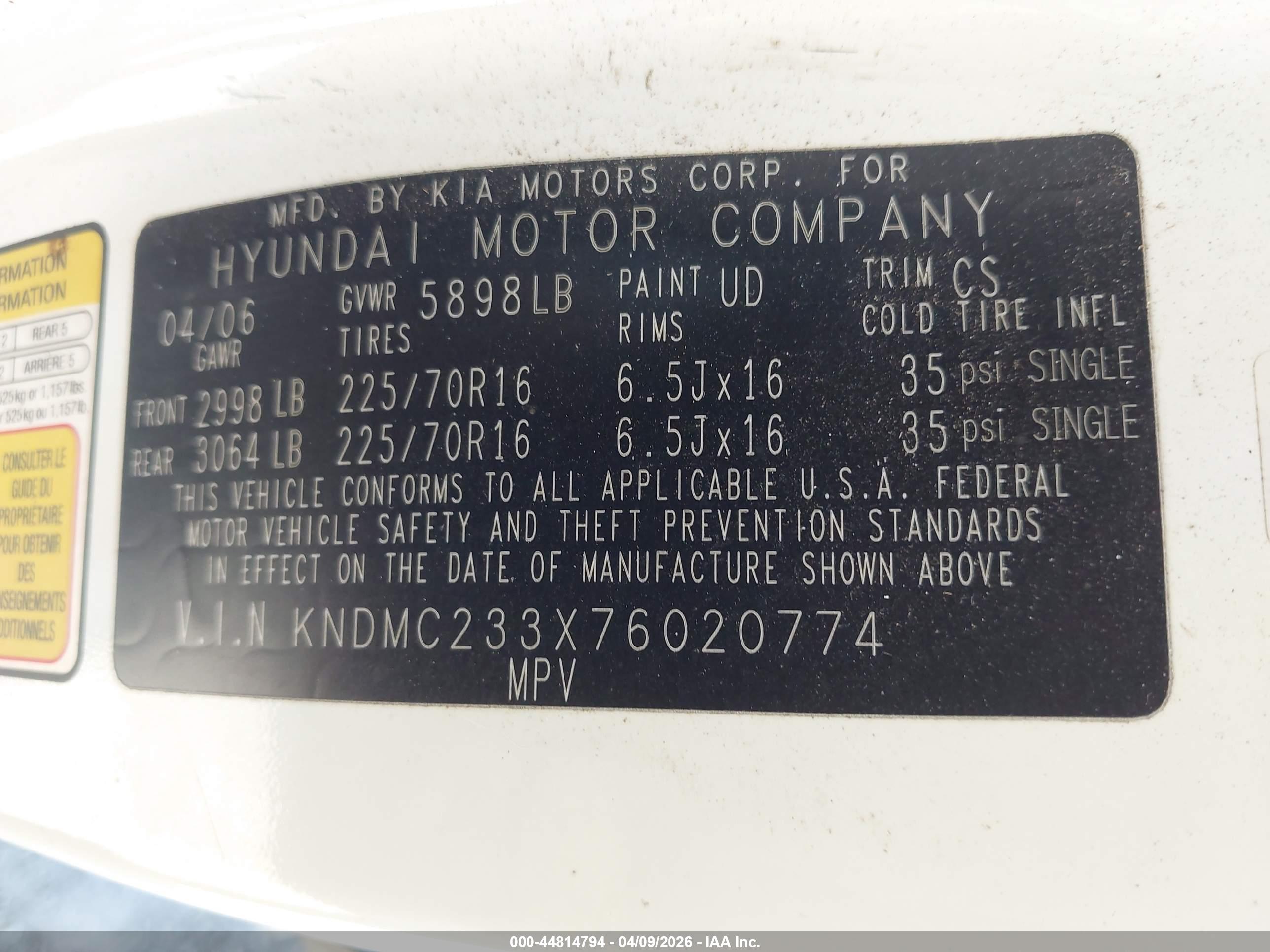 HYUNDAI ENTOURAGE image 9