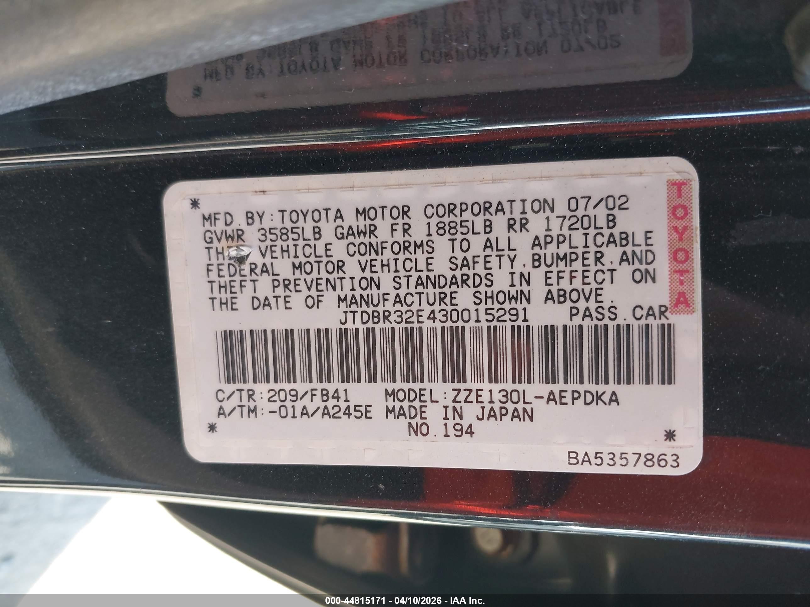 TOYOTA COROLLA image 9