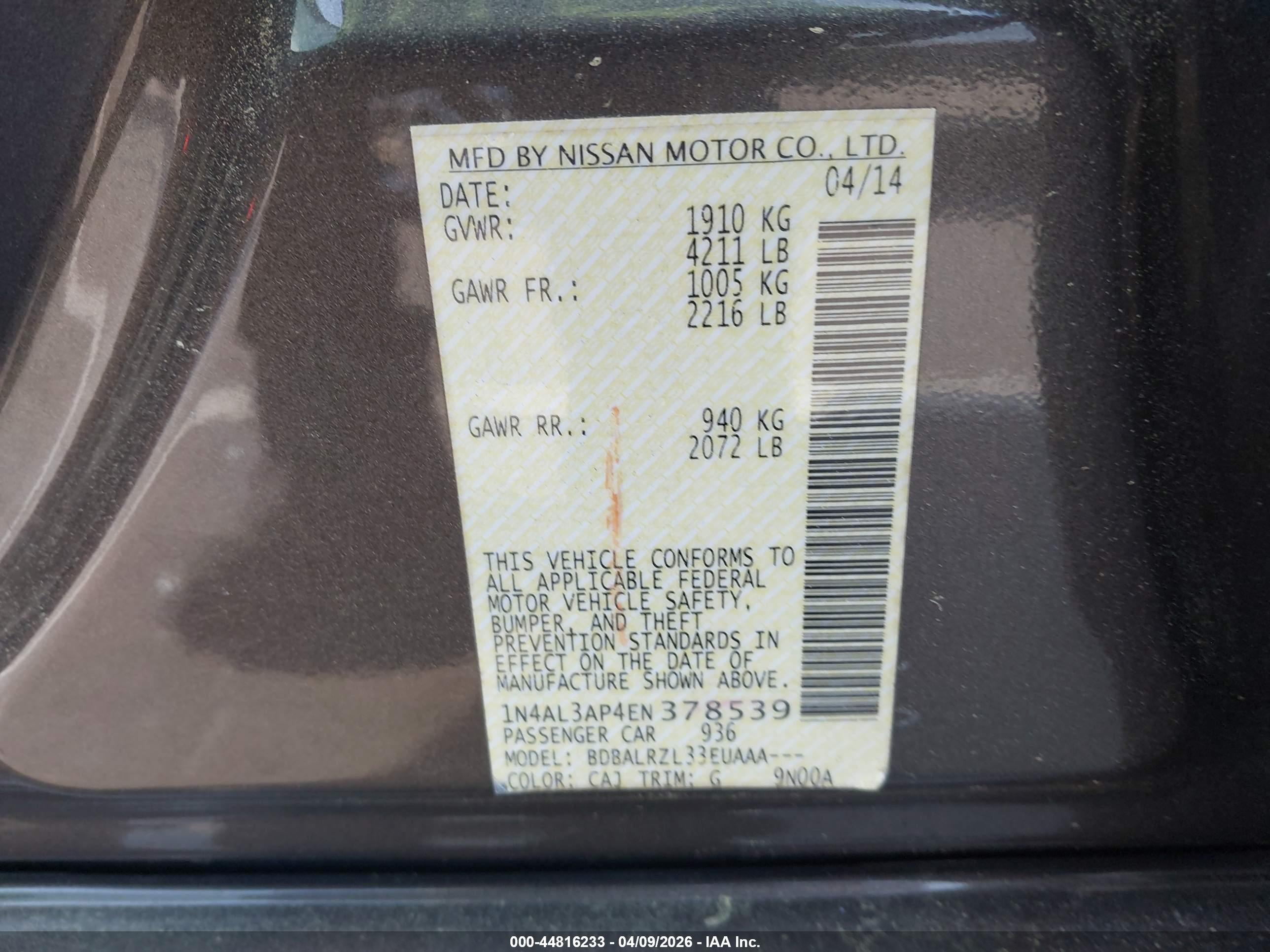 NISSAN ALTIMA image 9