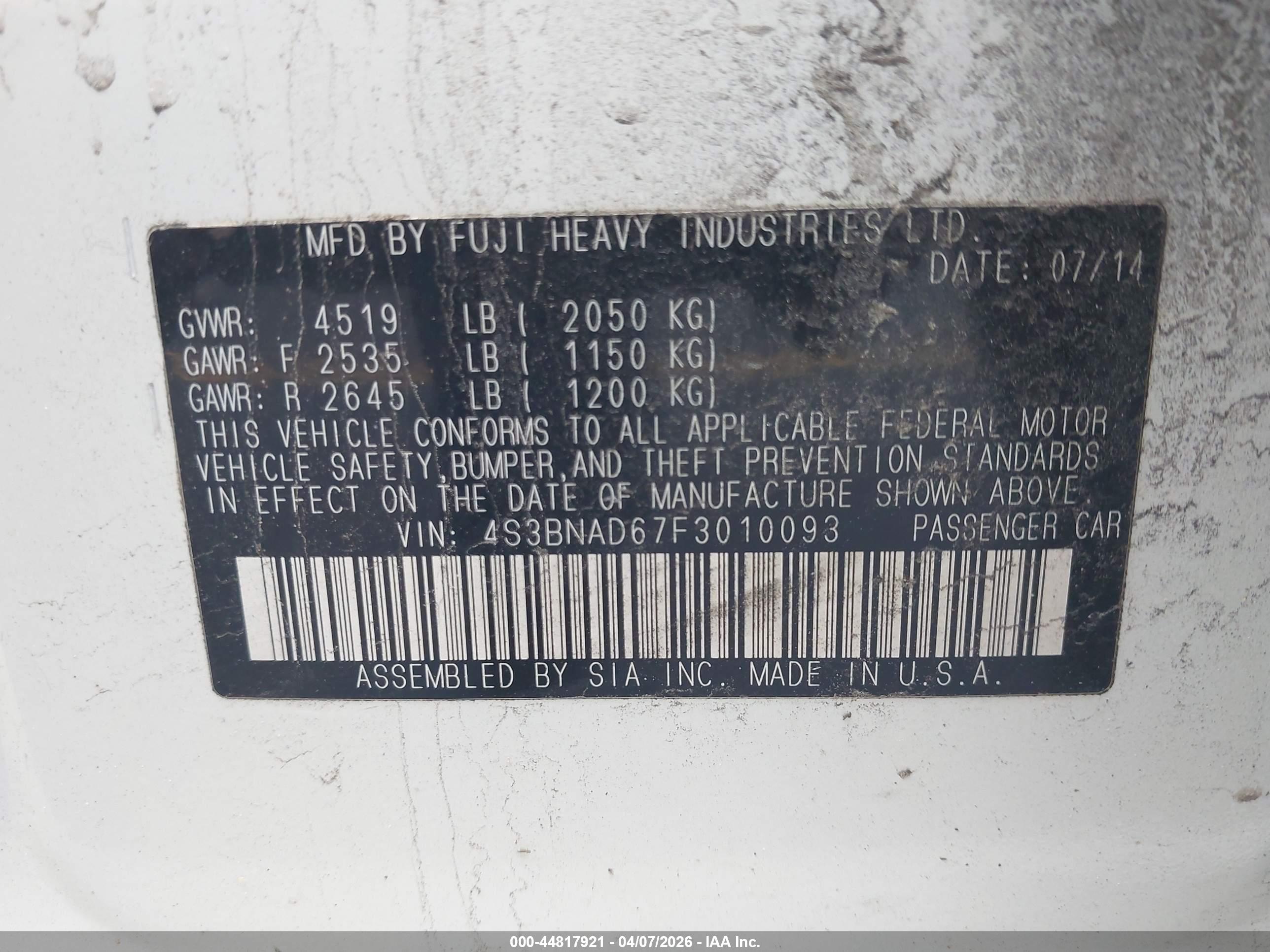SUBARU LEGACY image 9