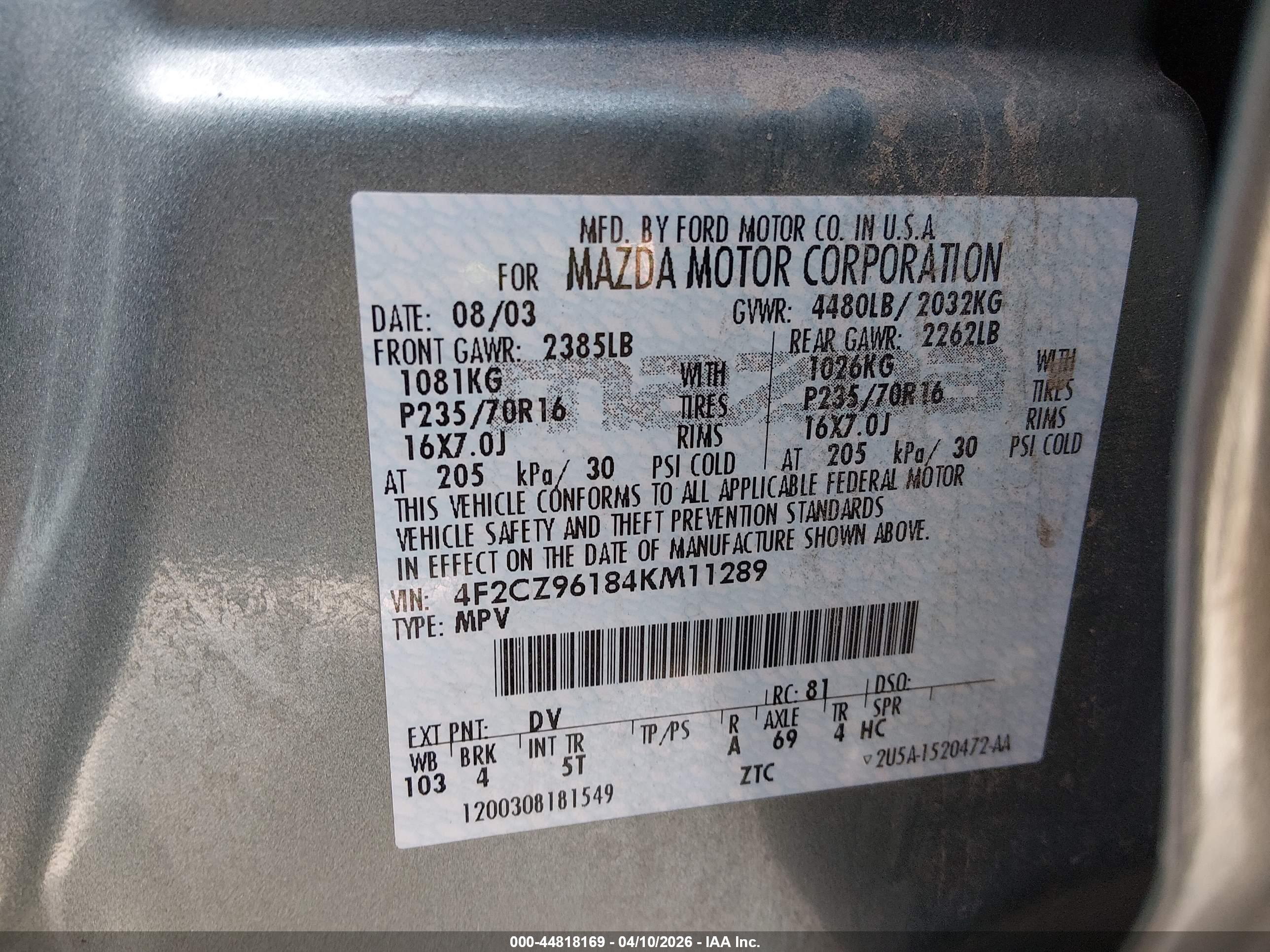 MAZDA TRIBUTE image 9