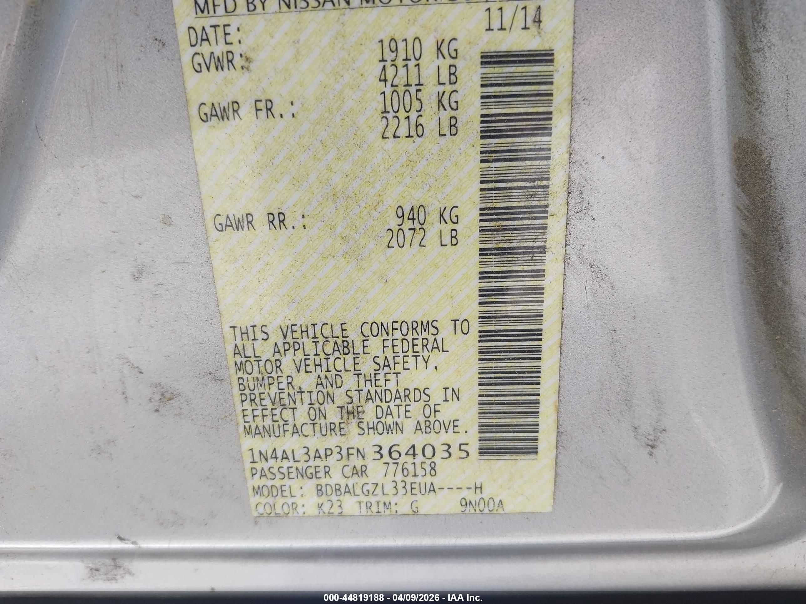 NISSAN ALTIMA image 9