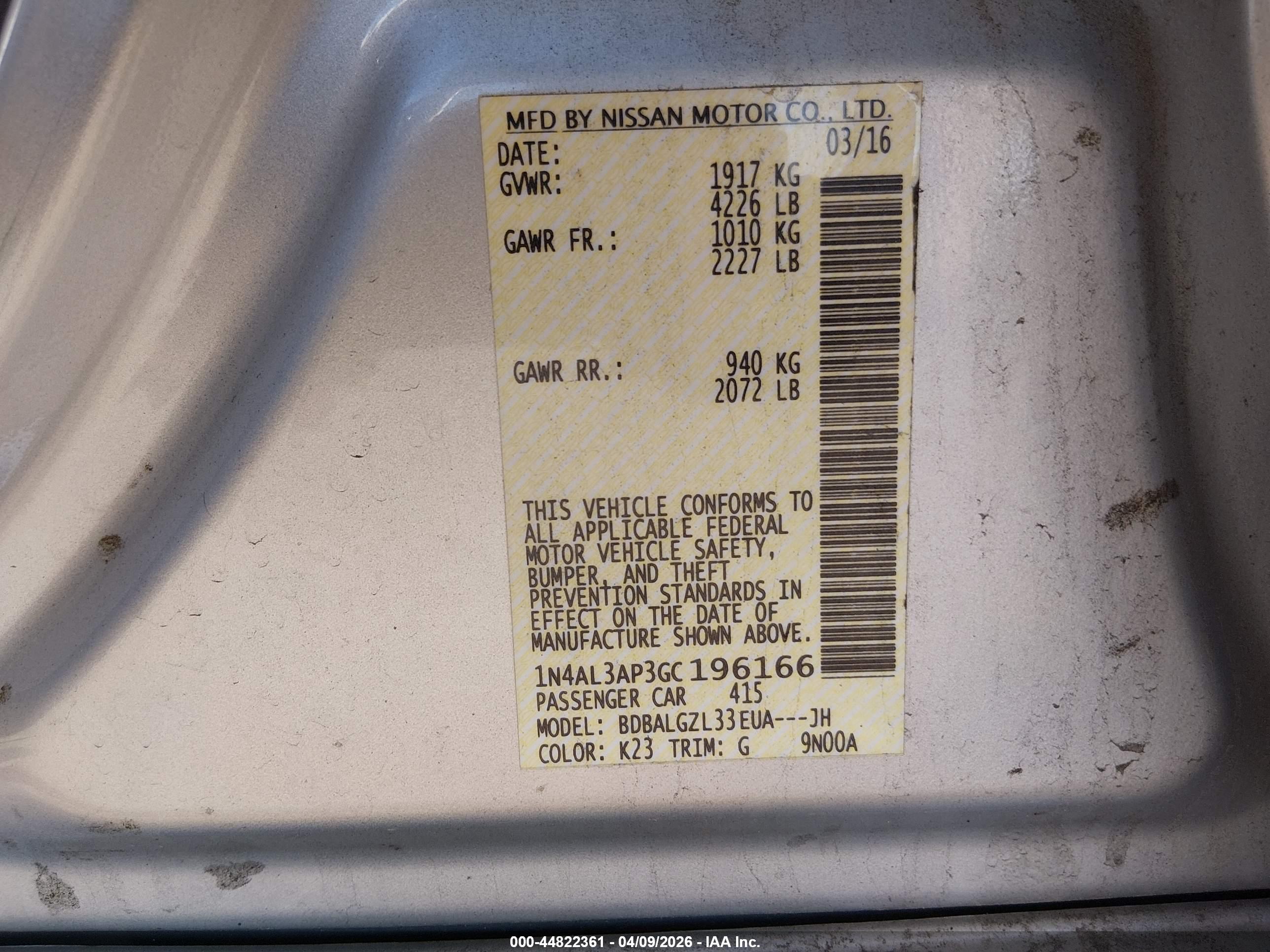 NISSAN ALTIMA image 9