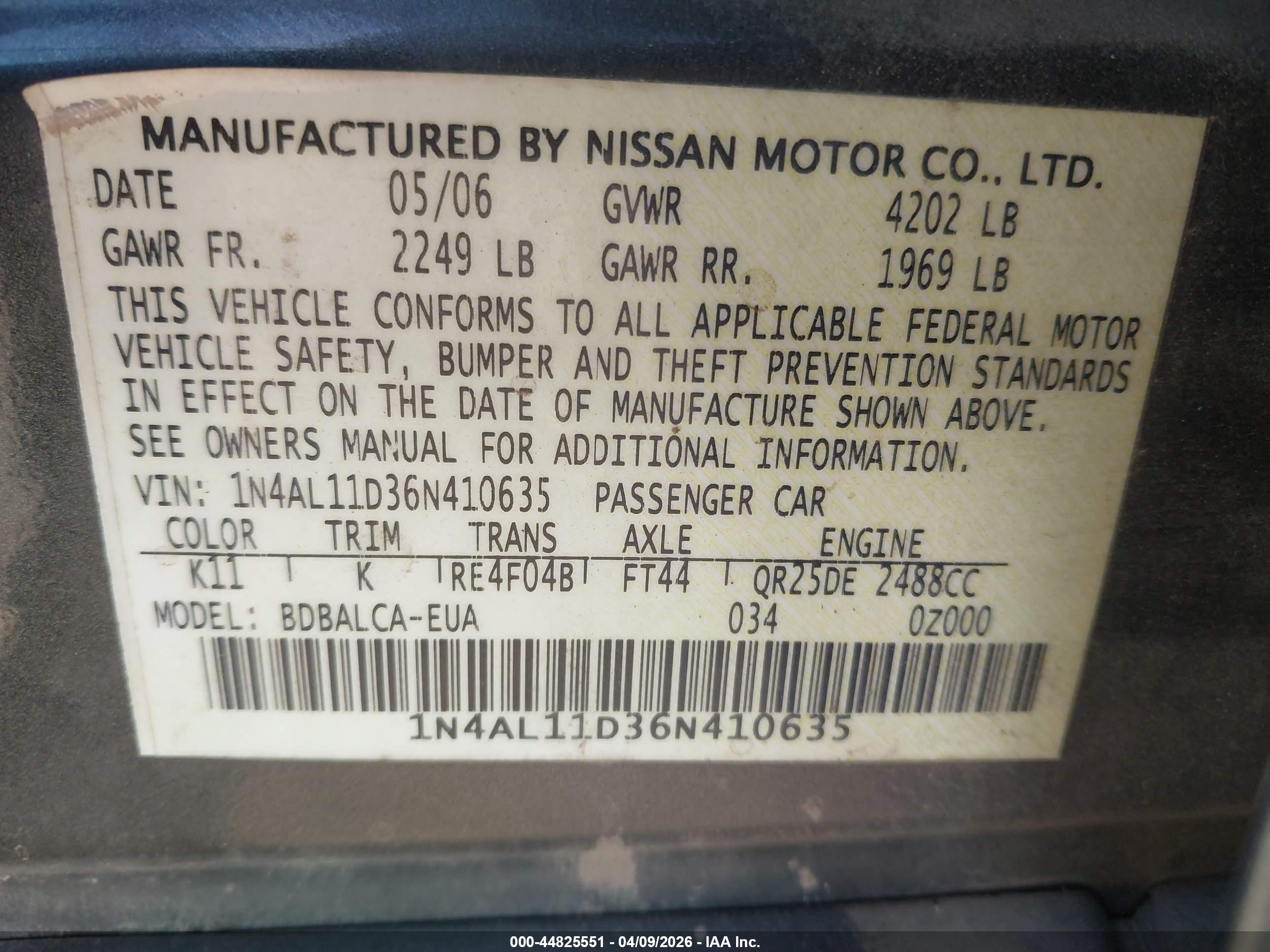NISSAN ALTIMA image 9