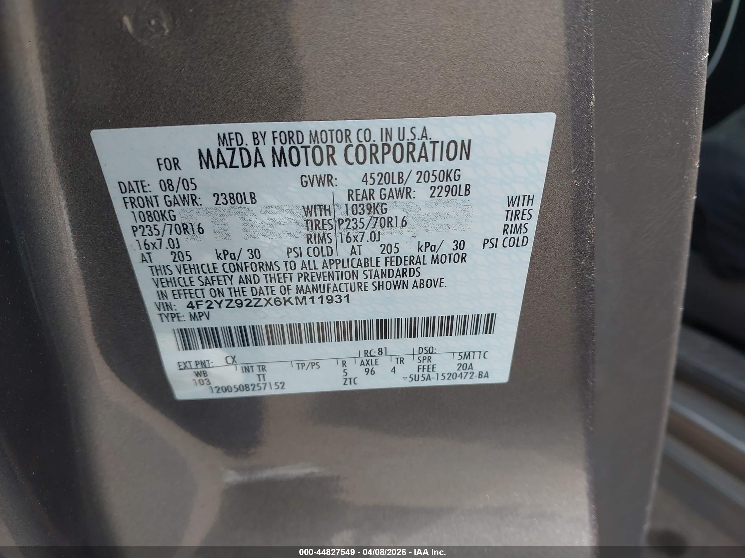 MAZDA TRIBUTE image 9