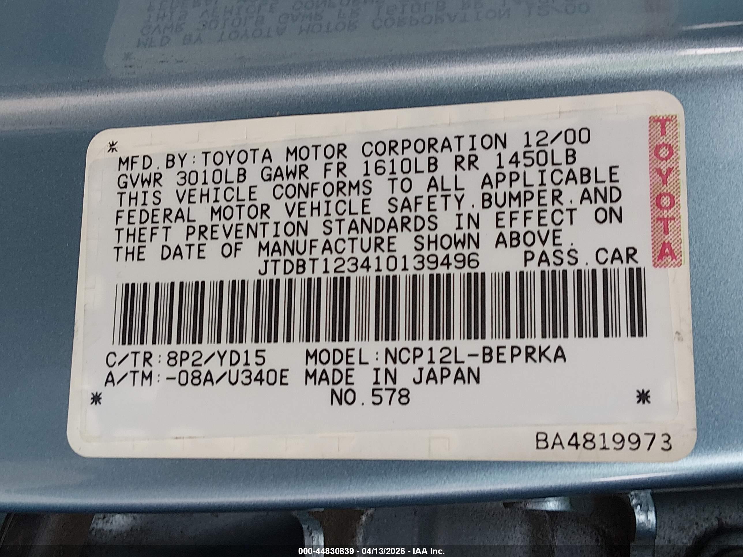 TOYOTA ECHO image 9