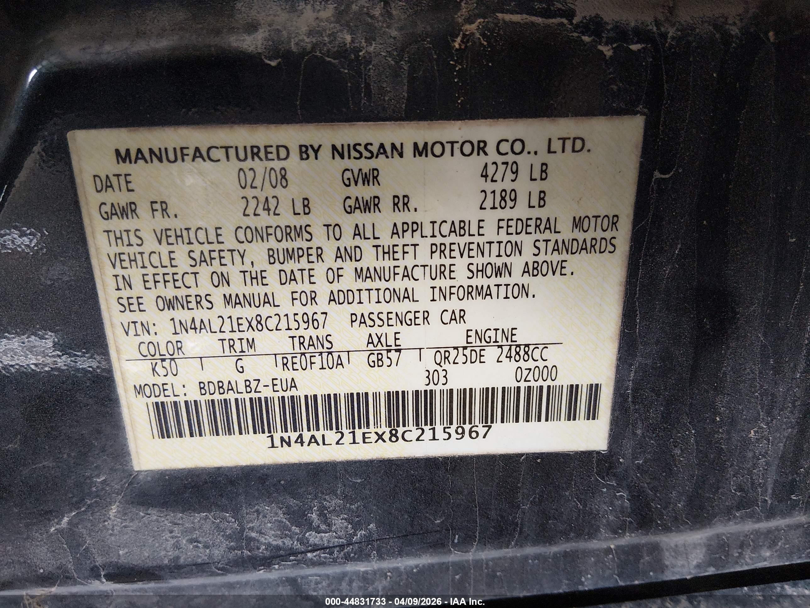 NISSAN ALTIMA image 9