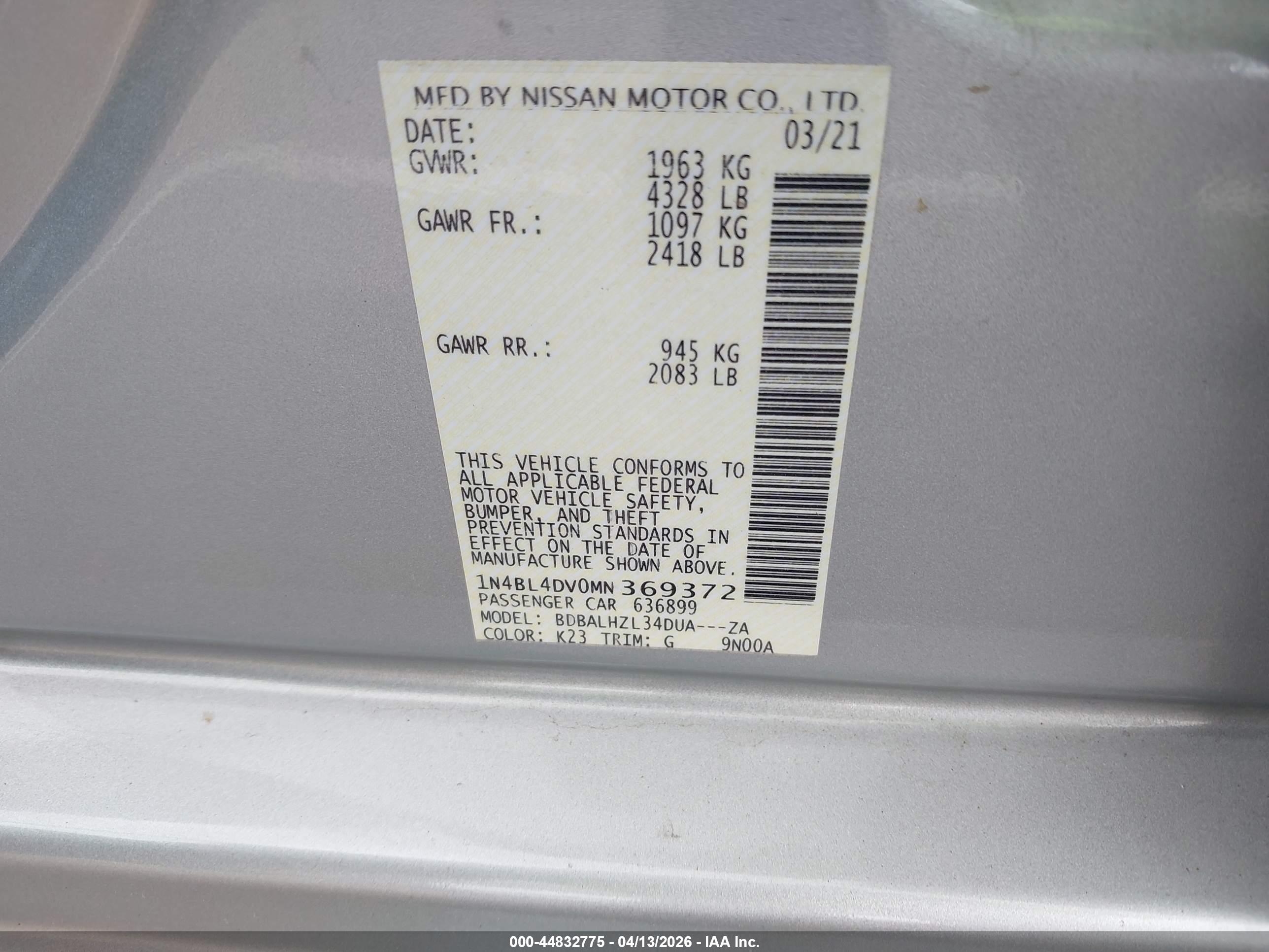 NISSAN ALTIMA image 9