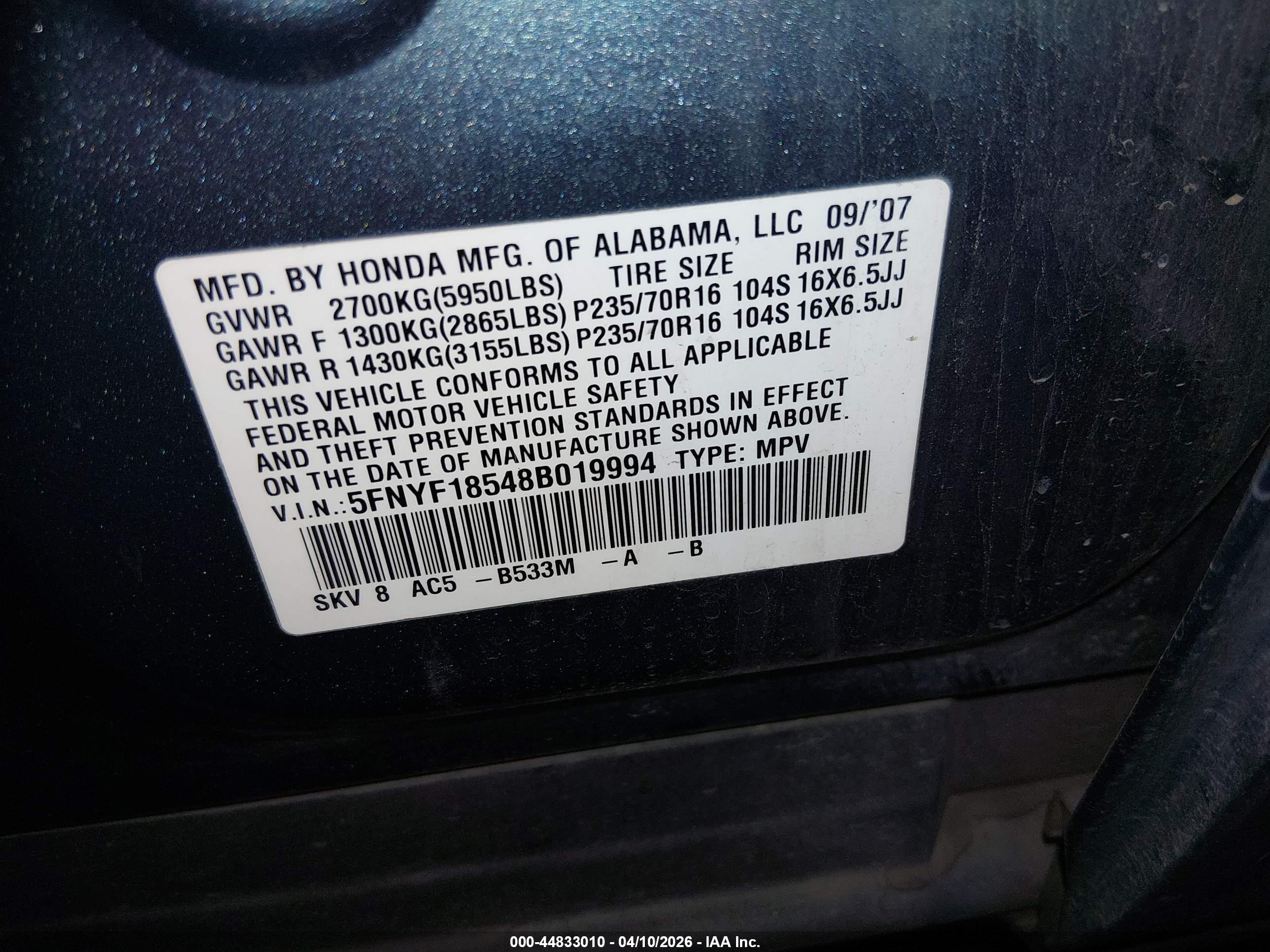 HONDA PILOT image 9