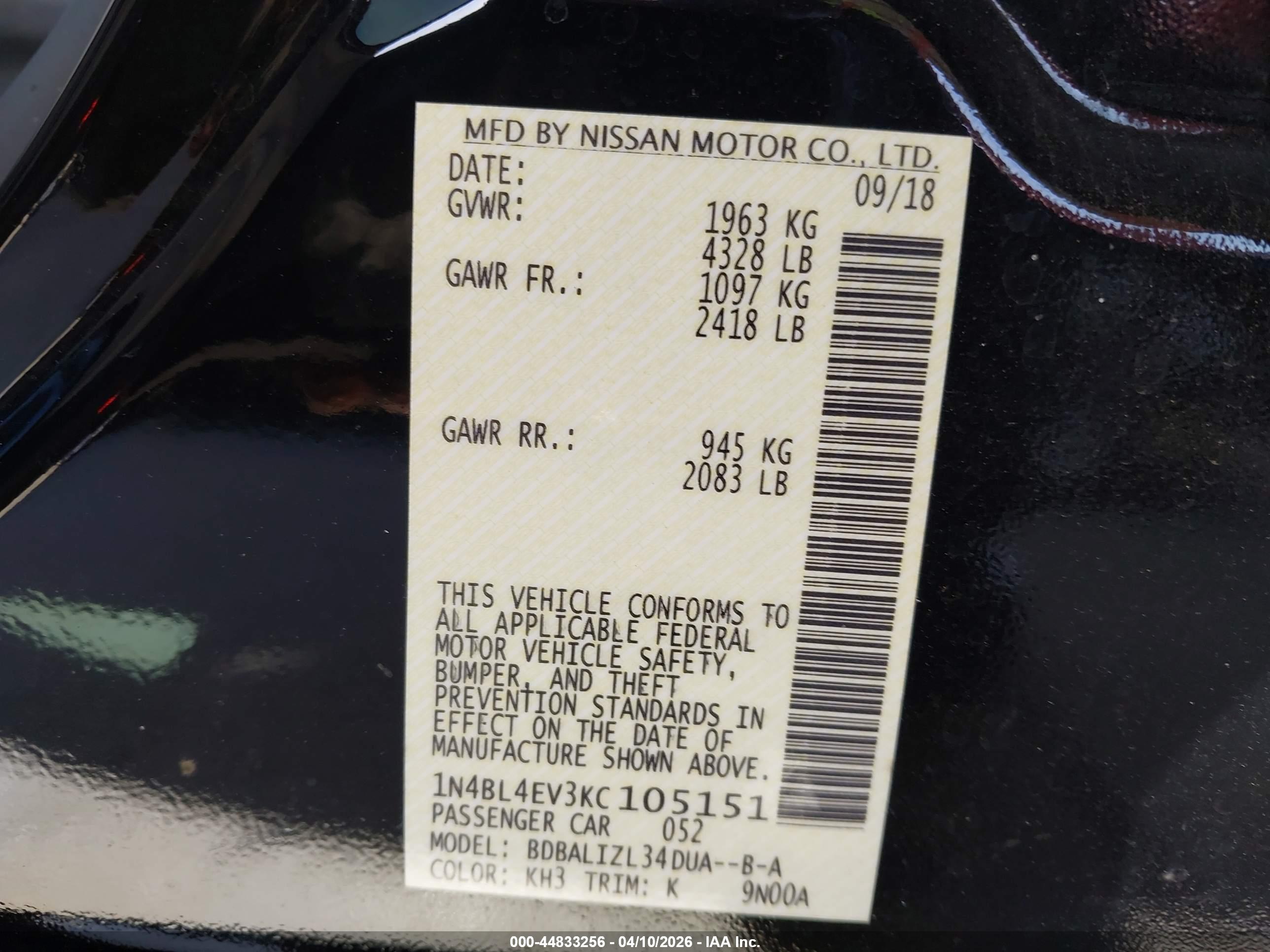 NISSAN ALTIMA image 9