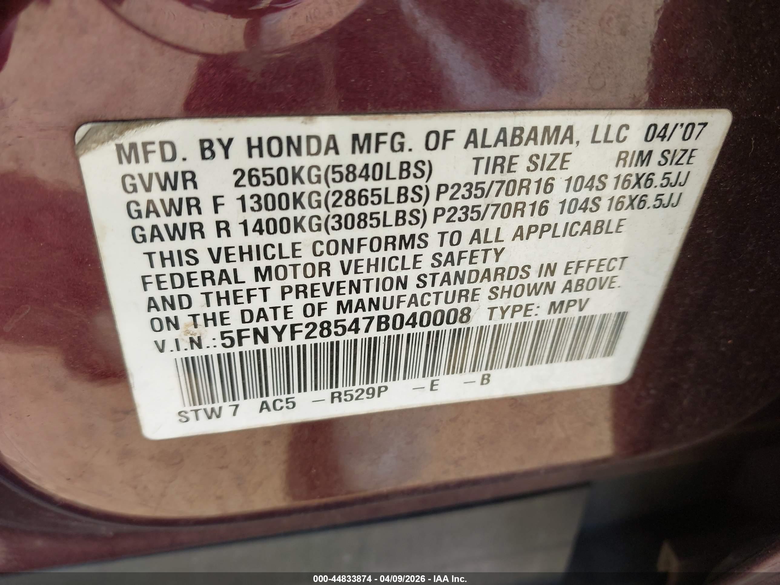 HONDA PILOT image 9