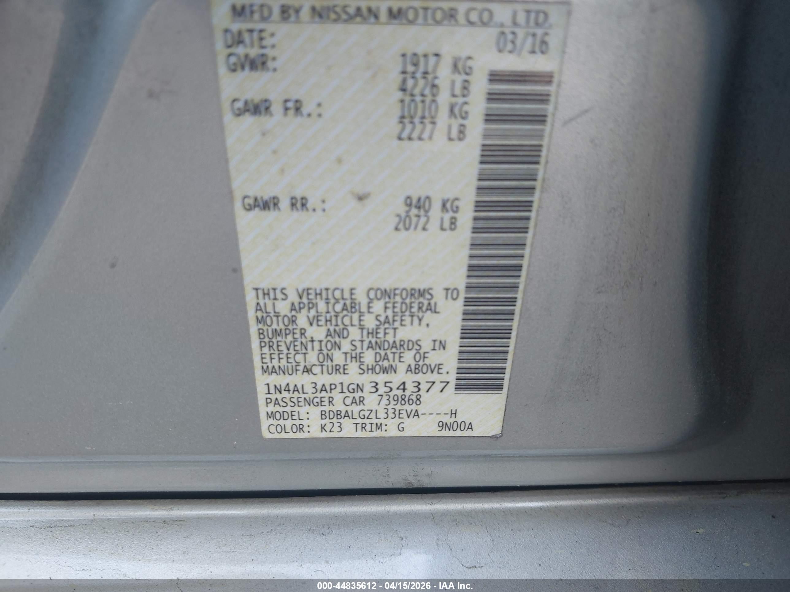 NISSAN ALTIMA image 9