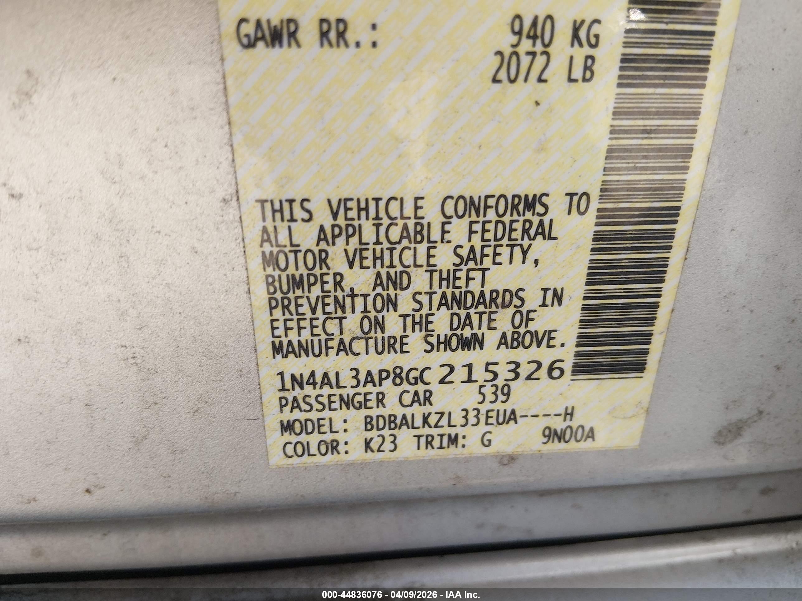 NISSAN ALTIMA image 9