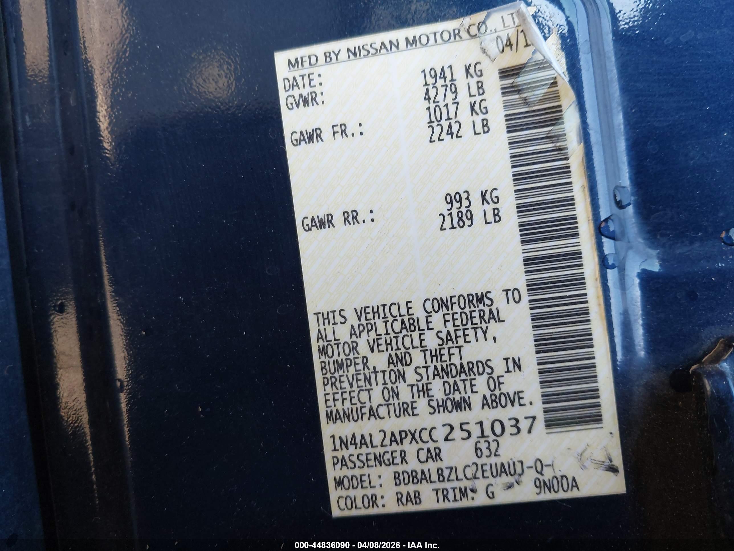 NISSAN ALTIMA image 9