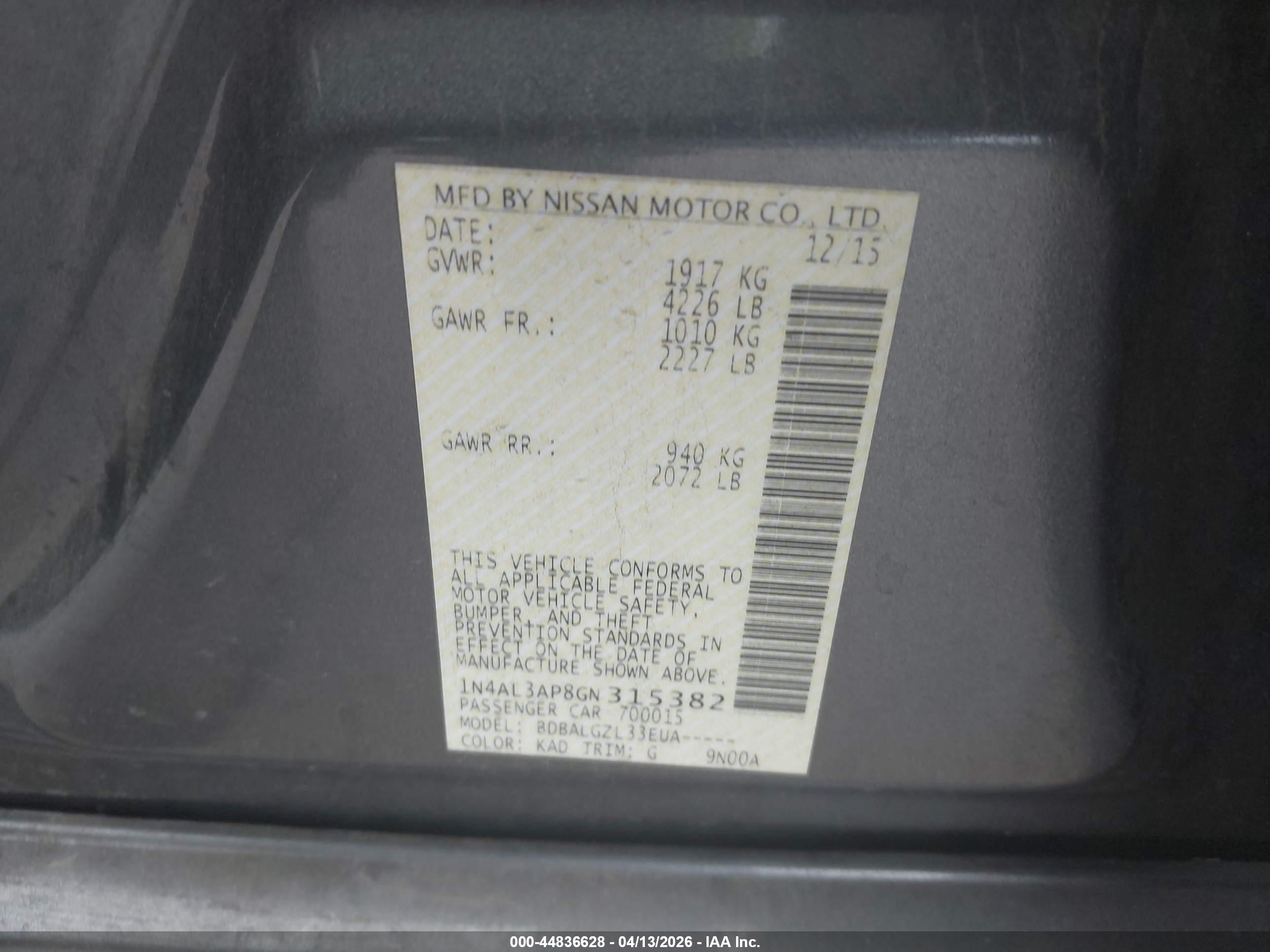 NISSAN ALTIMA image 9