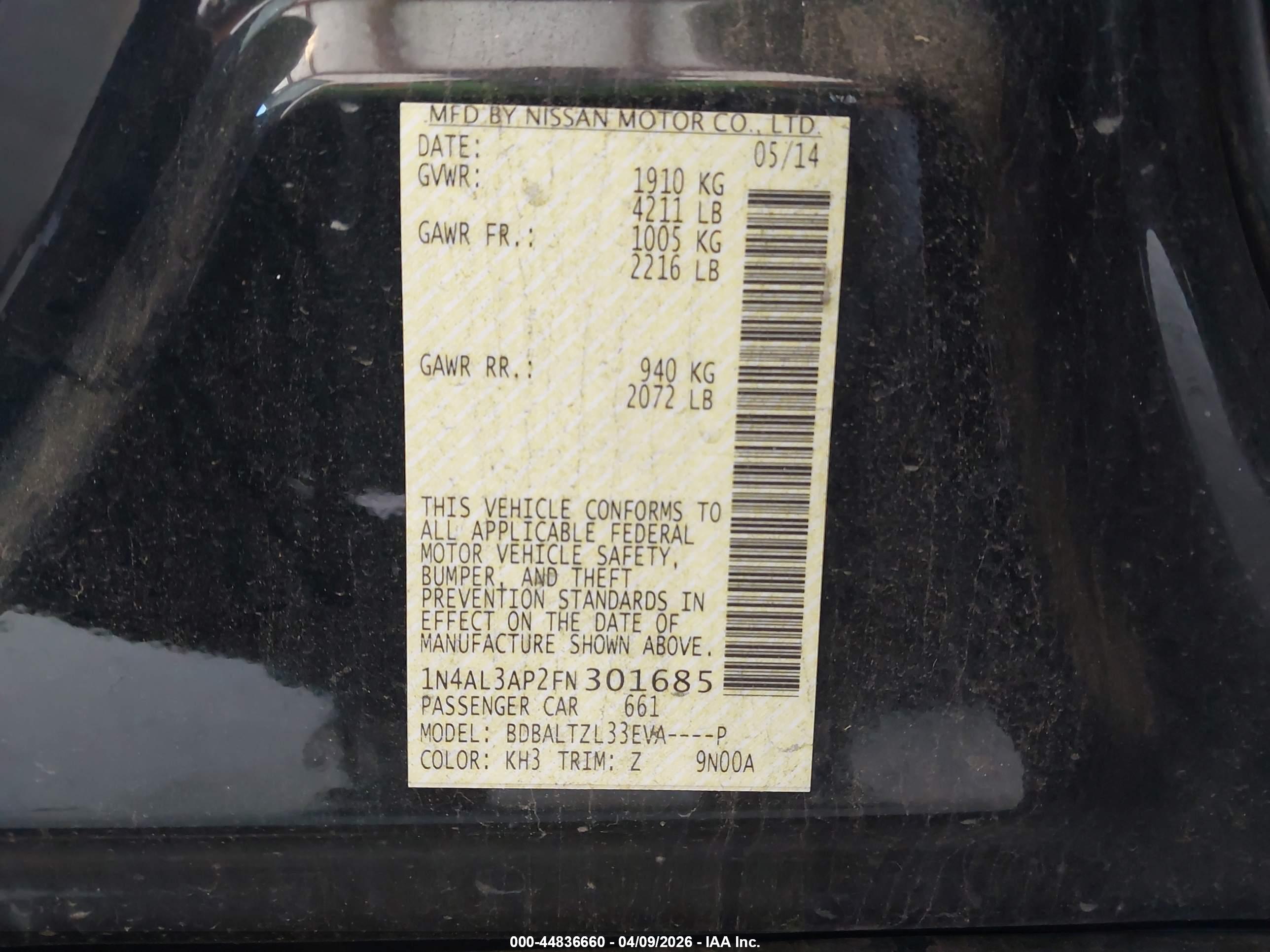 NISSAN ALTIMA image 9