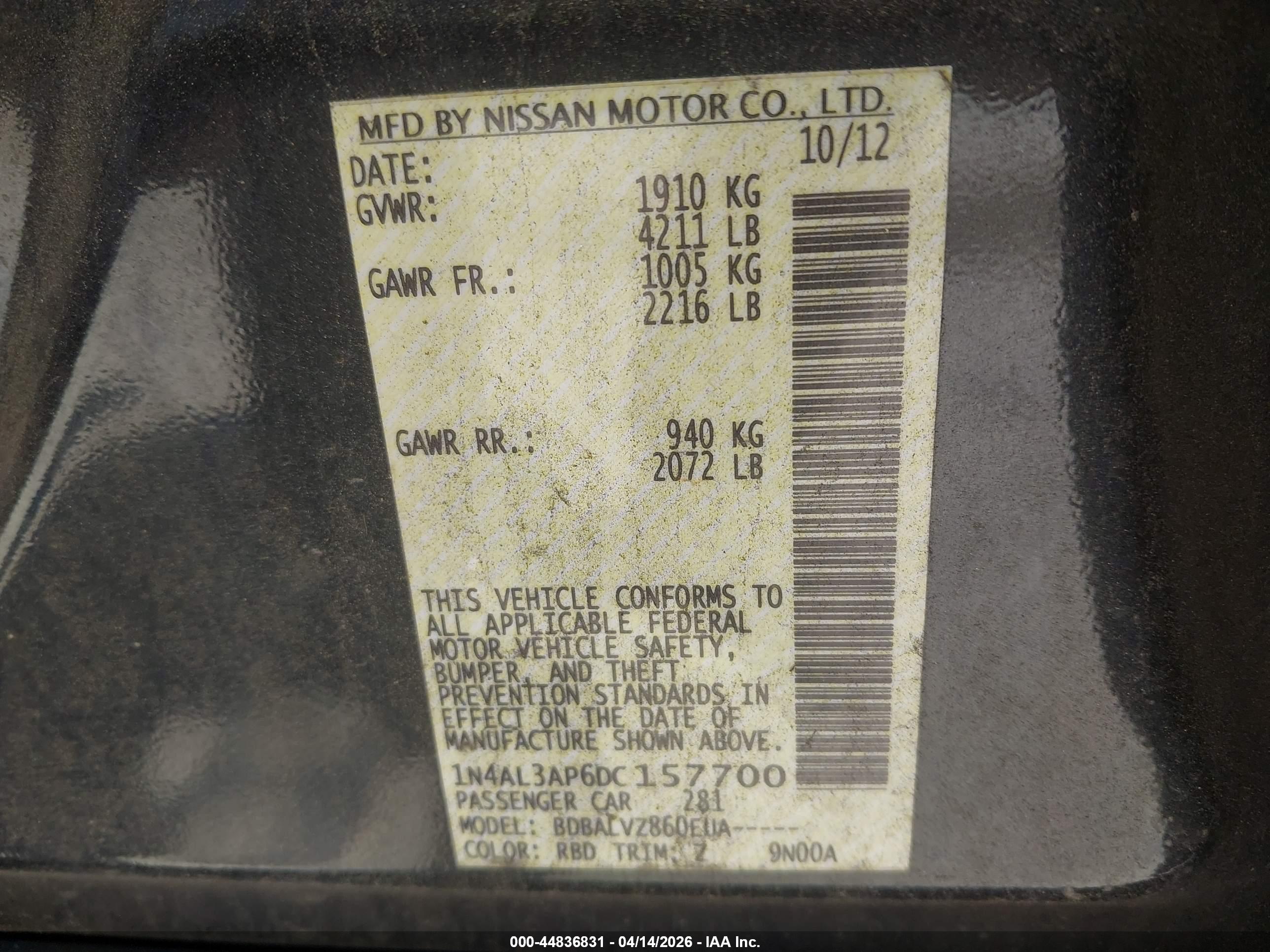 NISSAN ALTIMA image 9