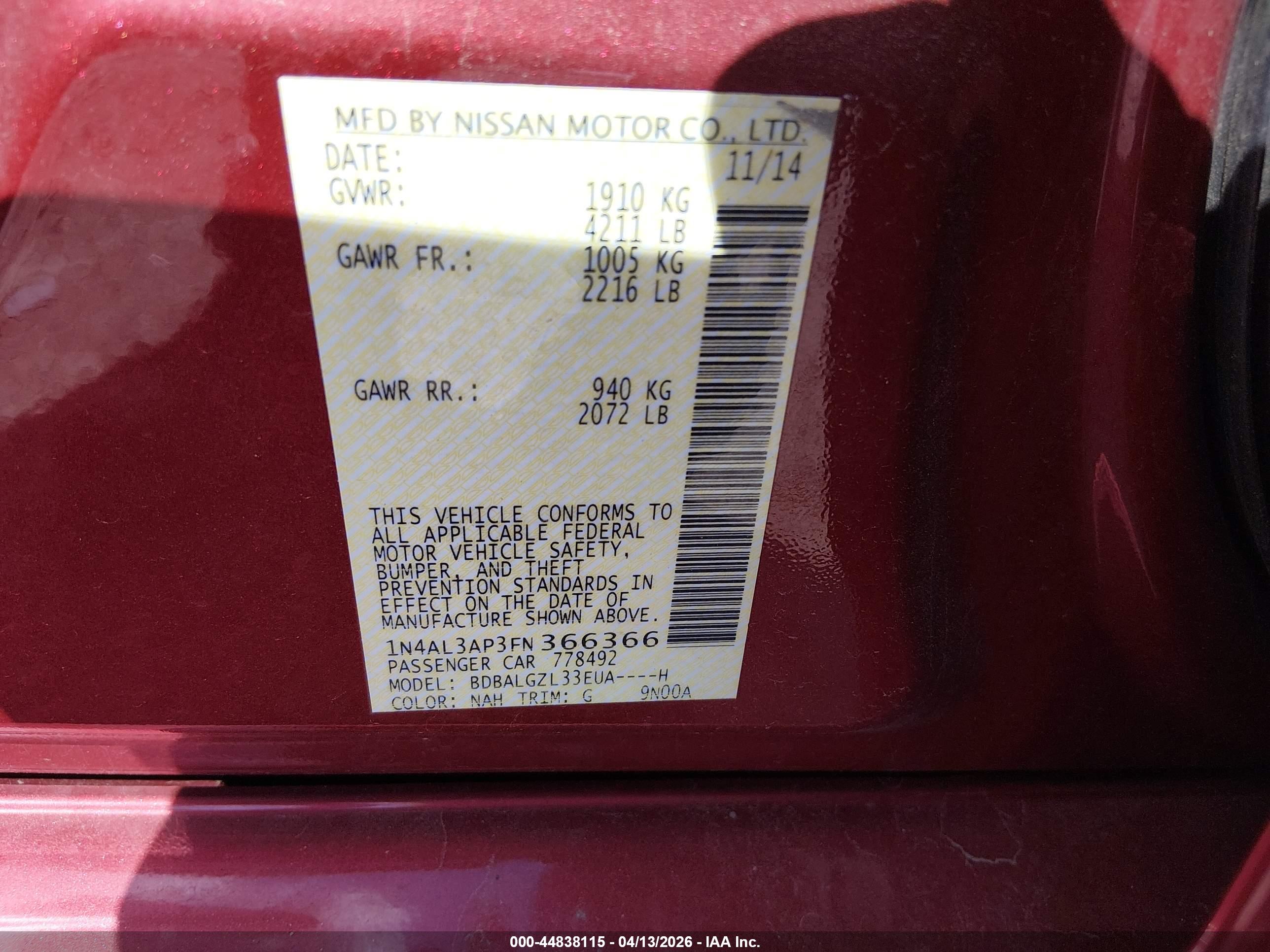 NISSAN ALTIMA image 9