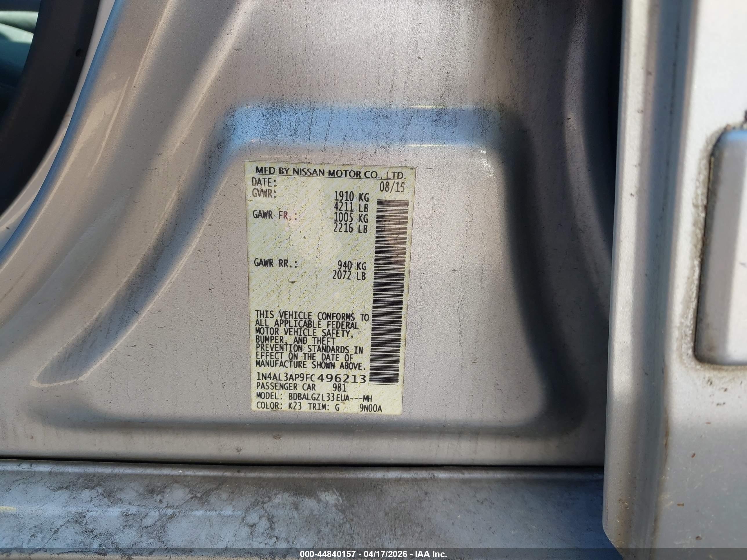 NISSAN ALTIMA image 9
