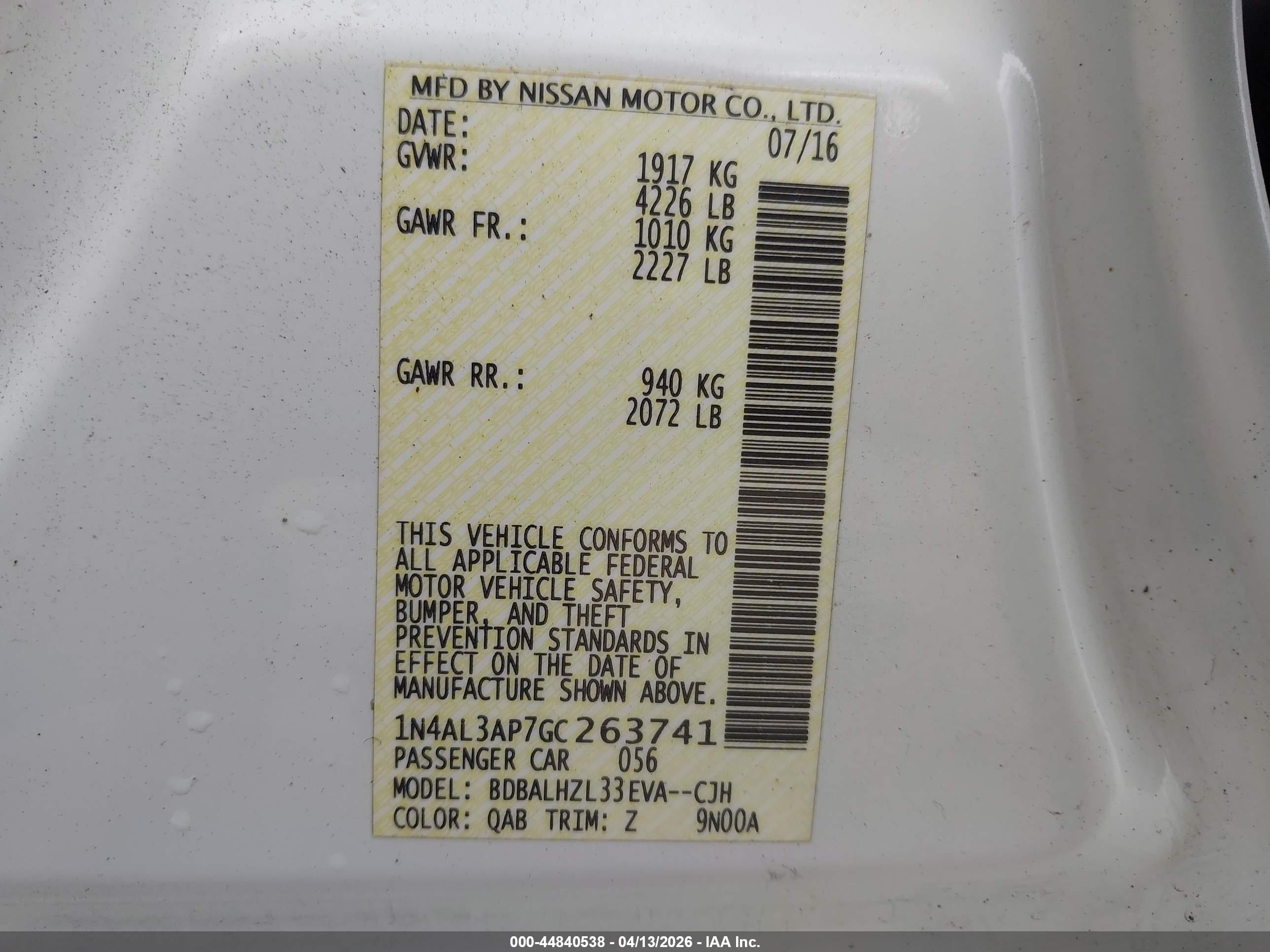 NISSAN ALTIMA image 9