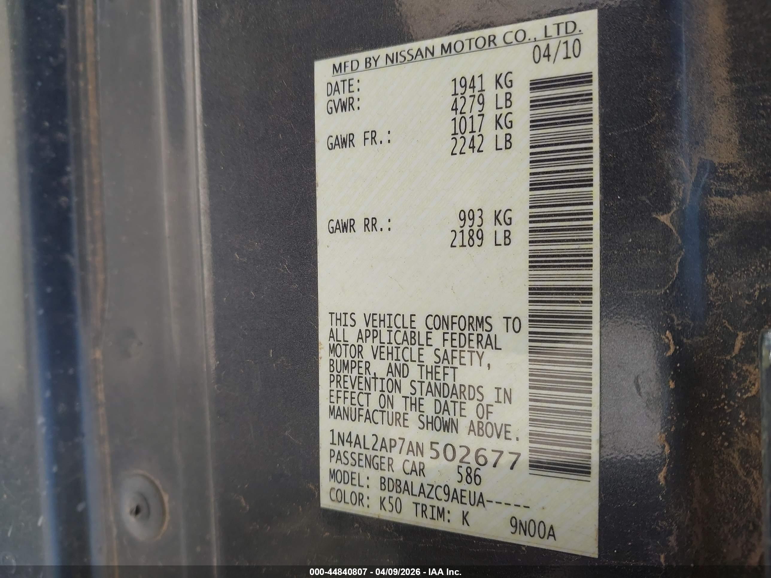 NISSAN ALTIMA image 9