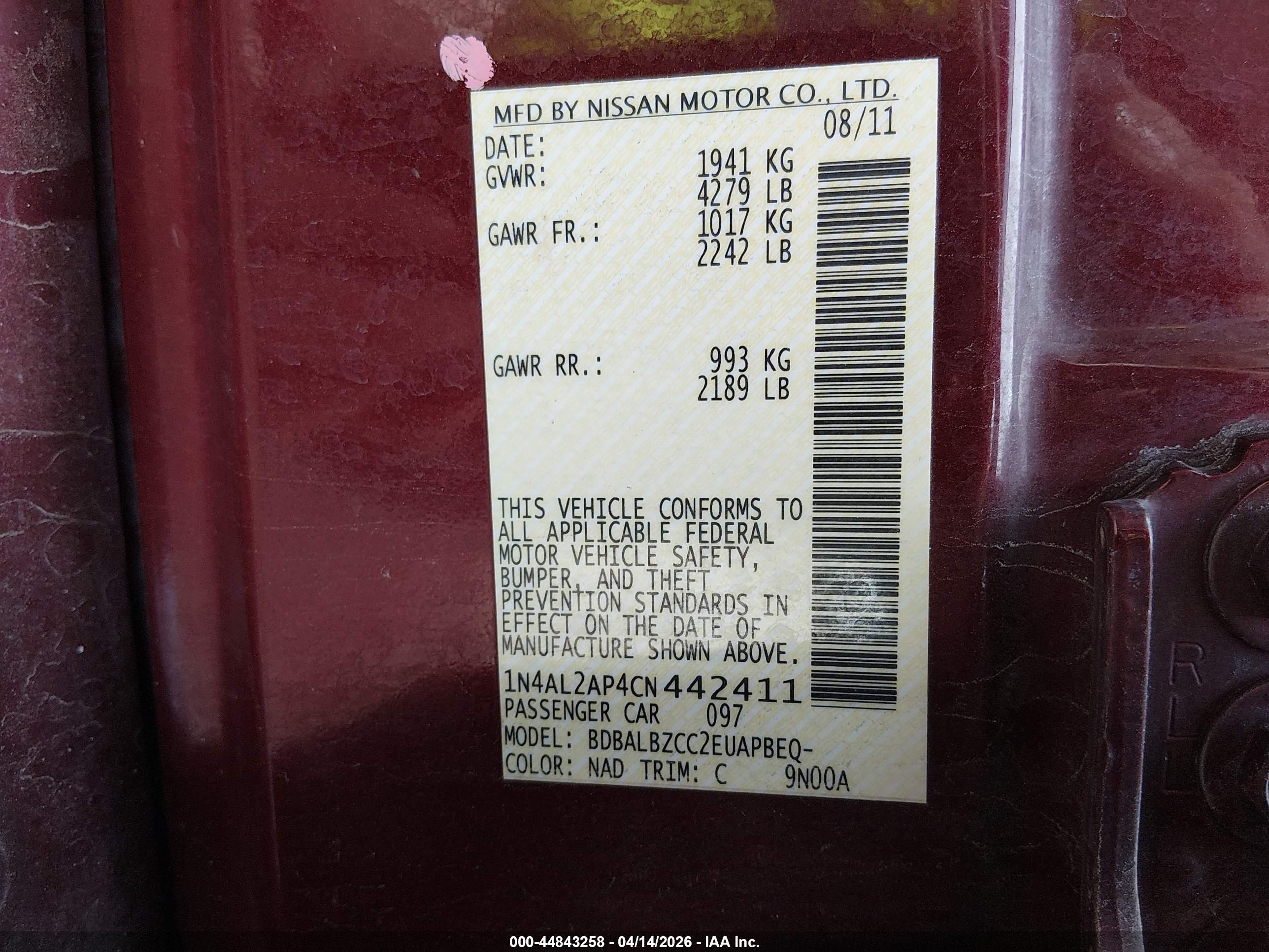 NISSAN ALTIMA image 9