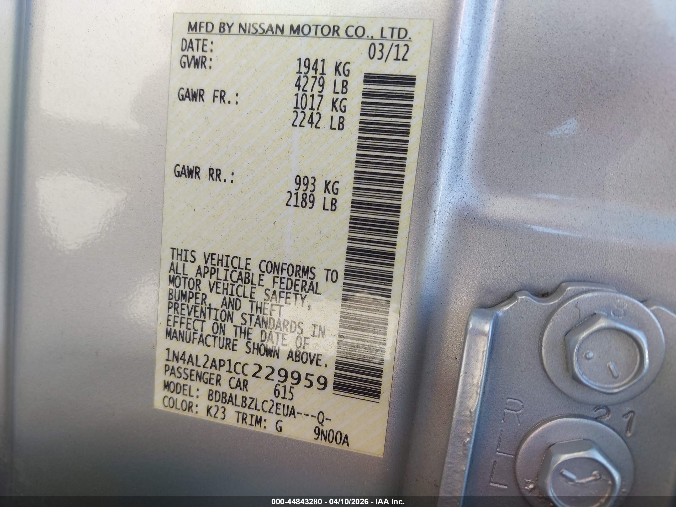 NISSAN ALTIMA image 9