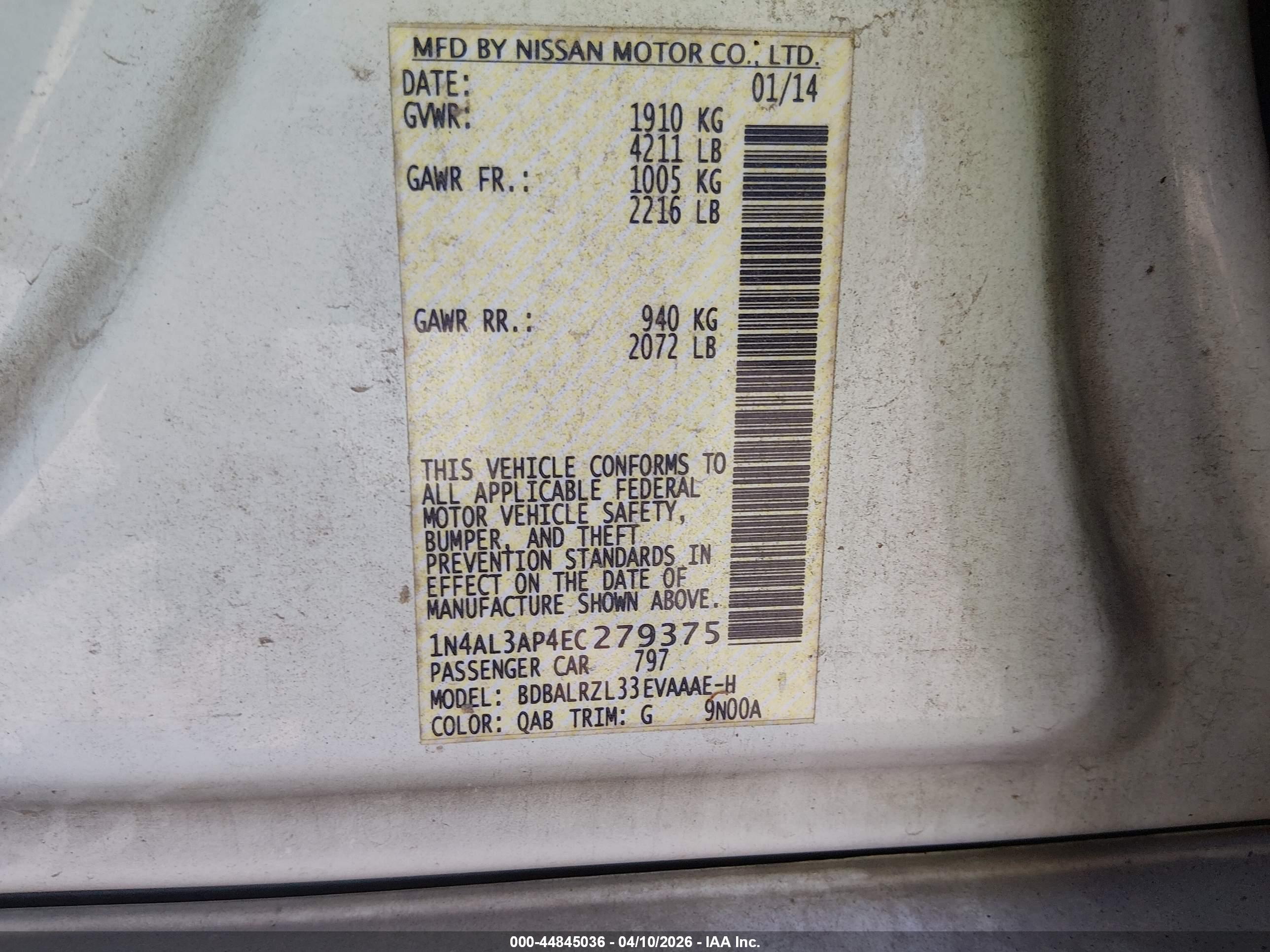 NISSAN ALTIMA image 9