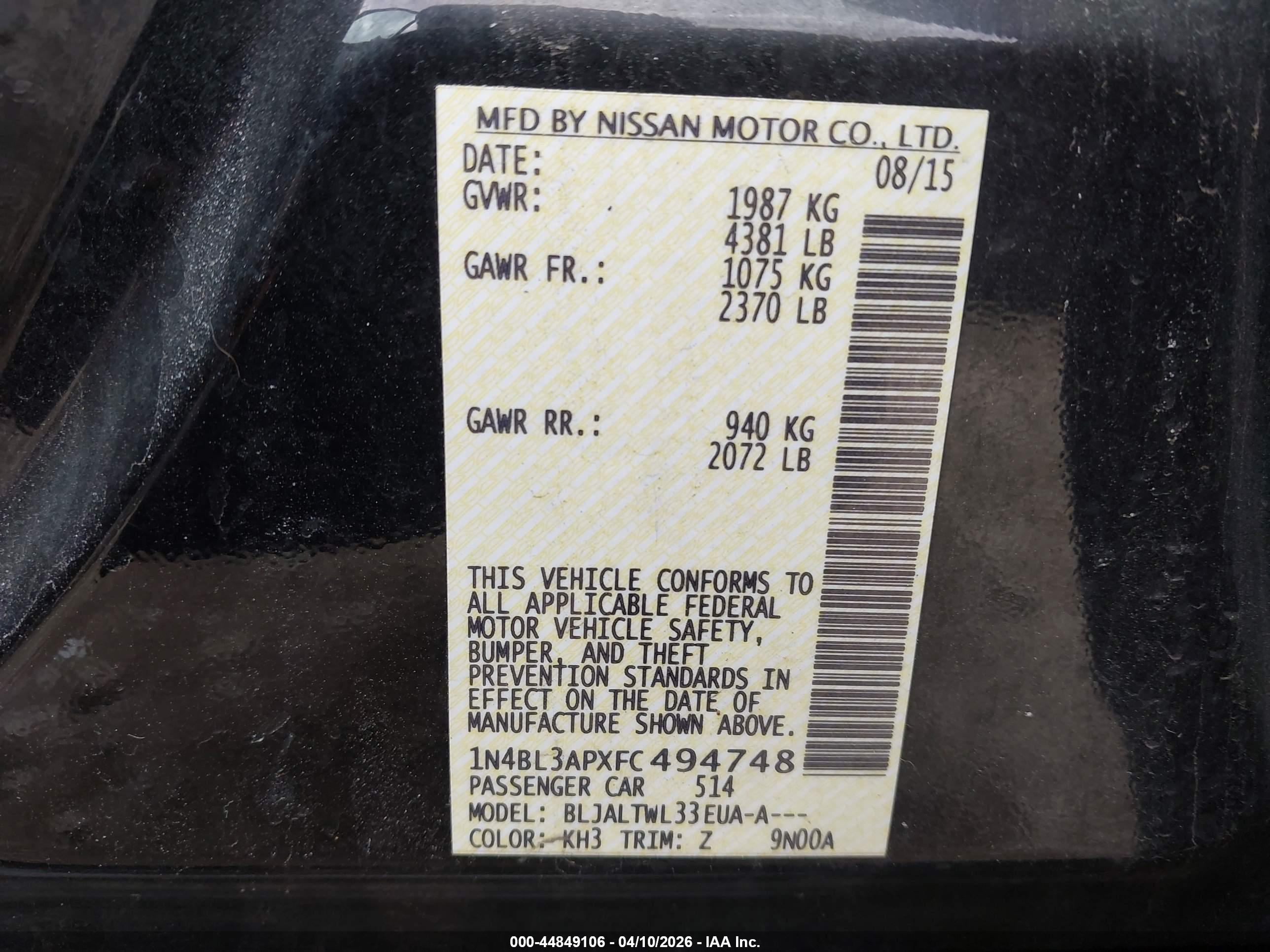 NISSAN ALTIMA image 9
