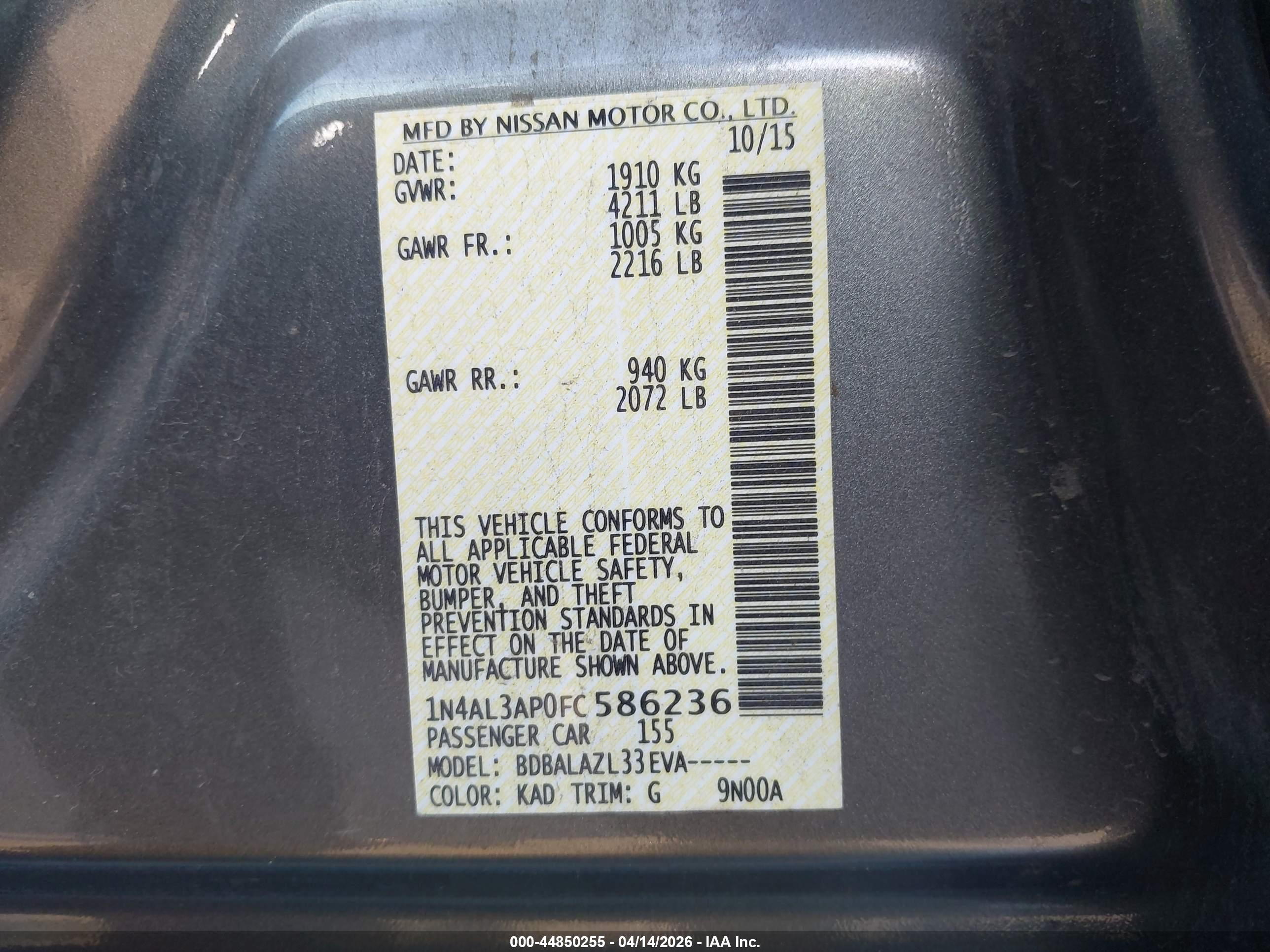 NISSAN ALTIMA image 9