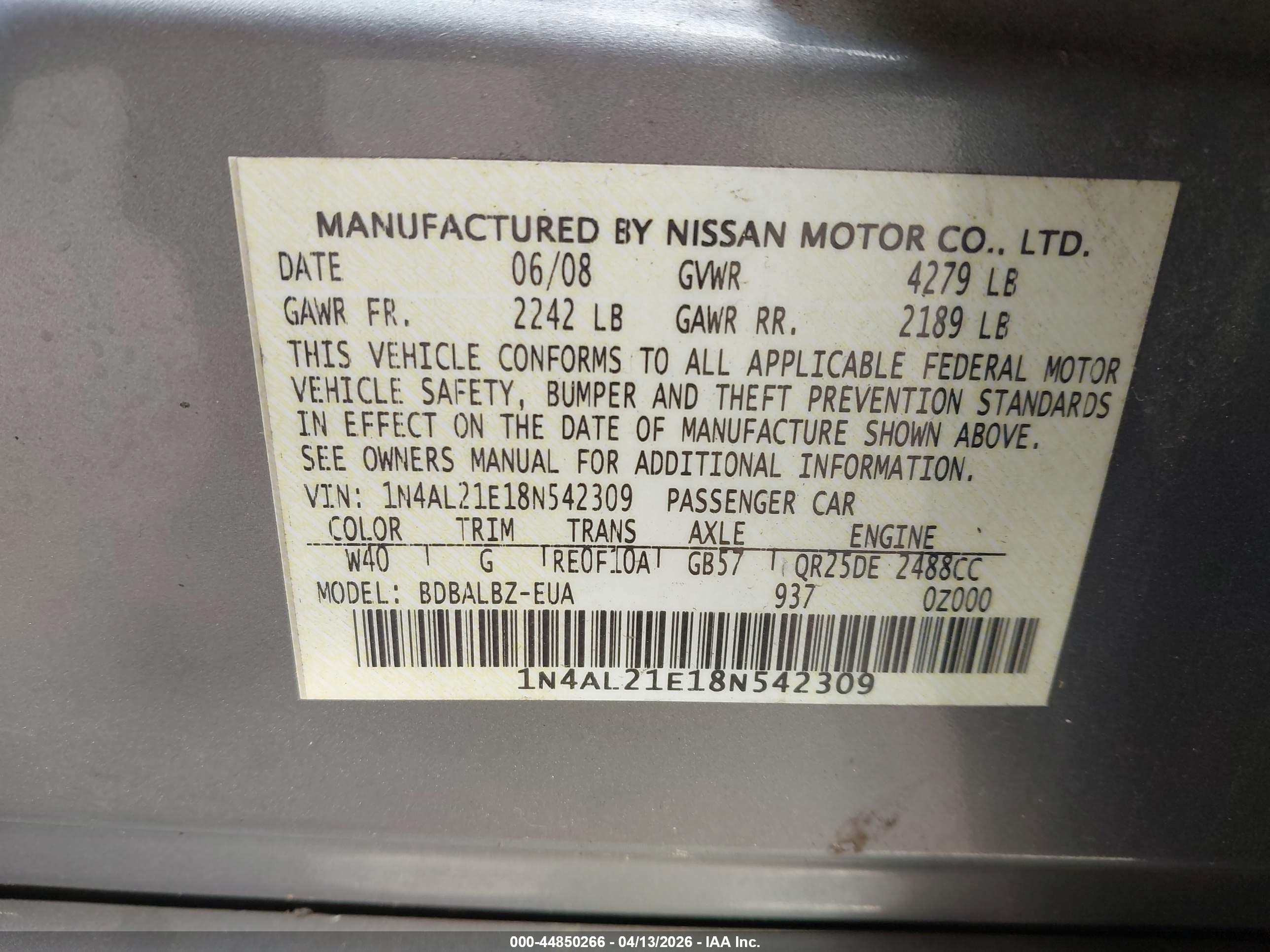 NISSAN ALTIMA image 9