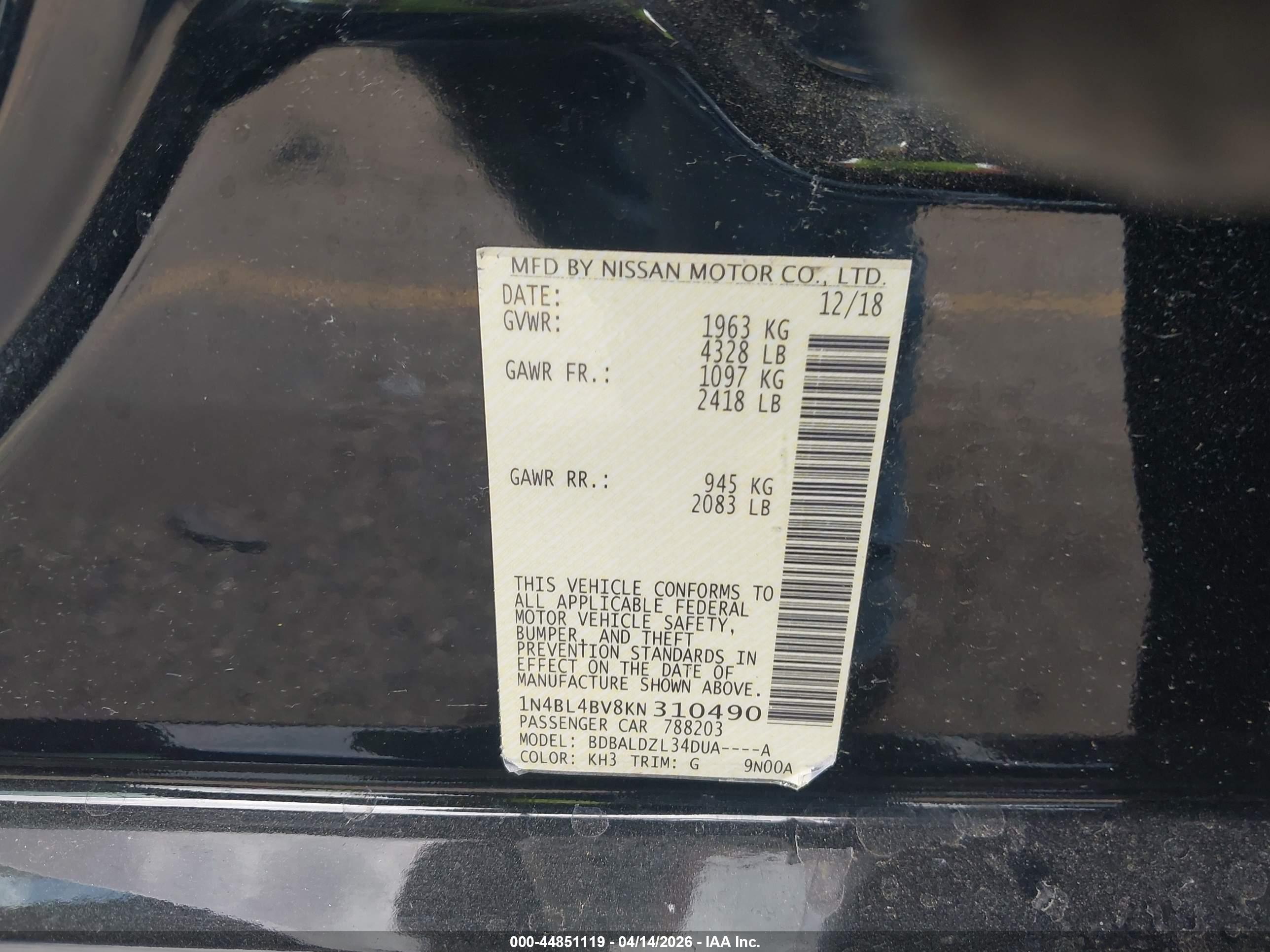 NISSAN ALTIMA image 9