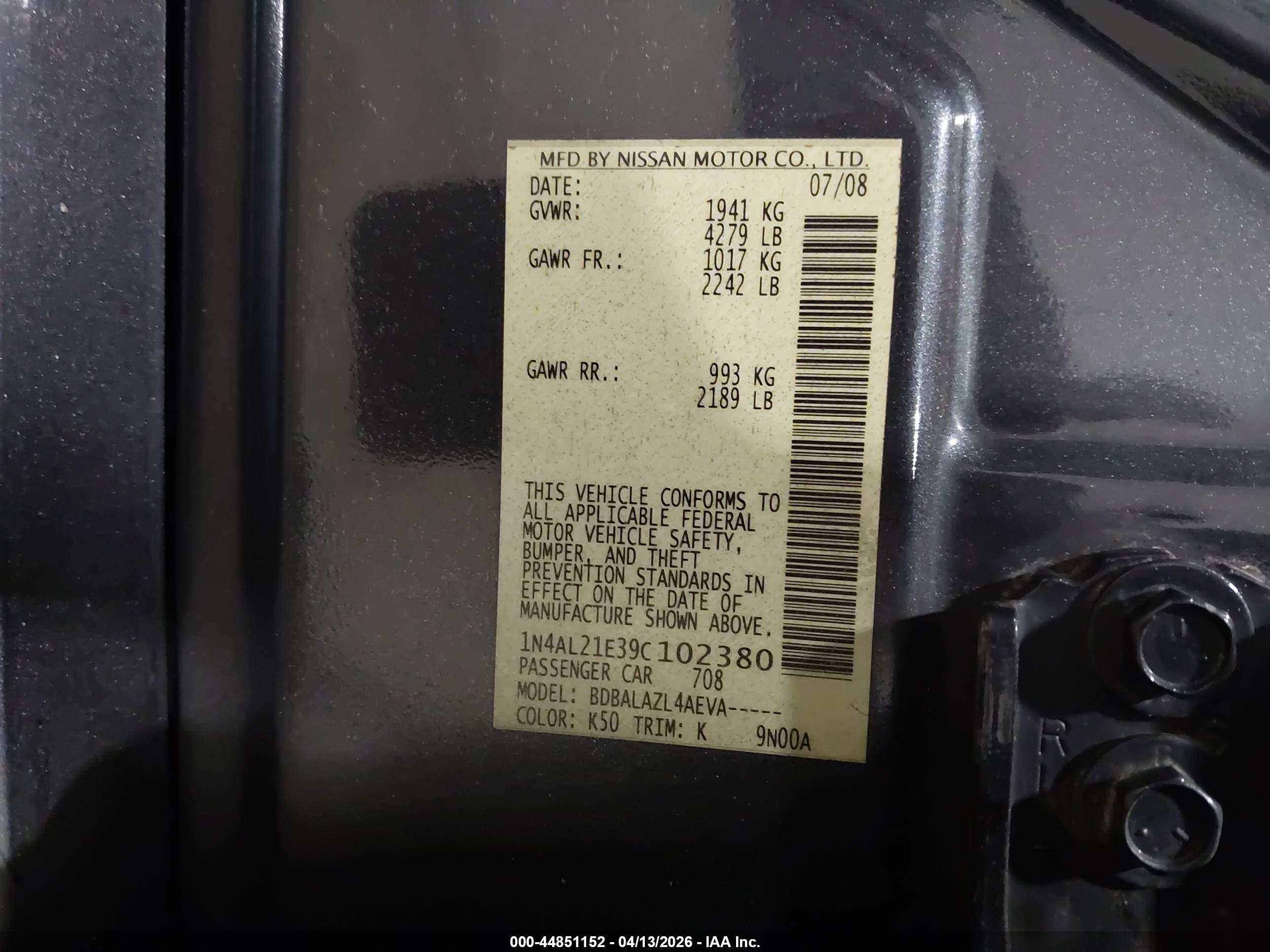 NISSAN ALTIMA image 9