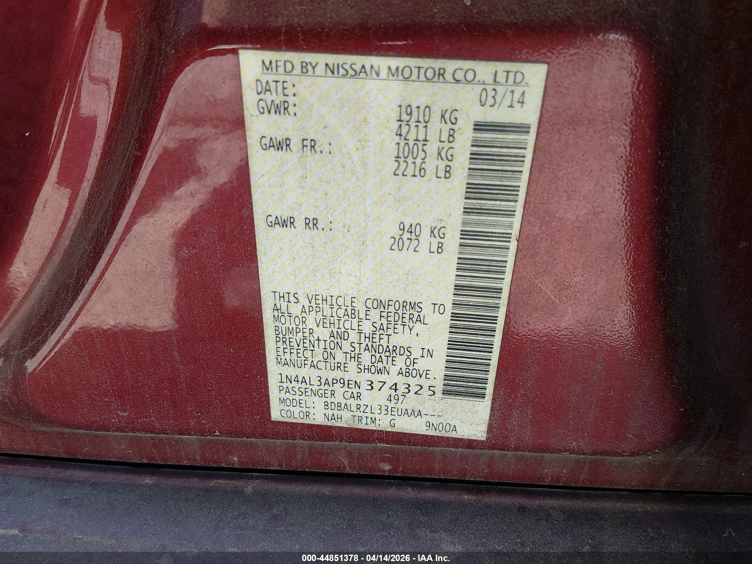 NISSAN ALTIMA image 9