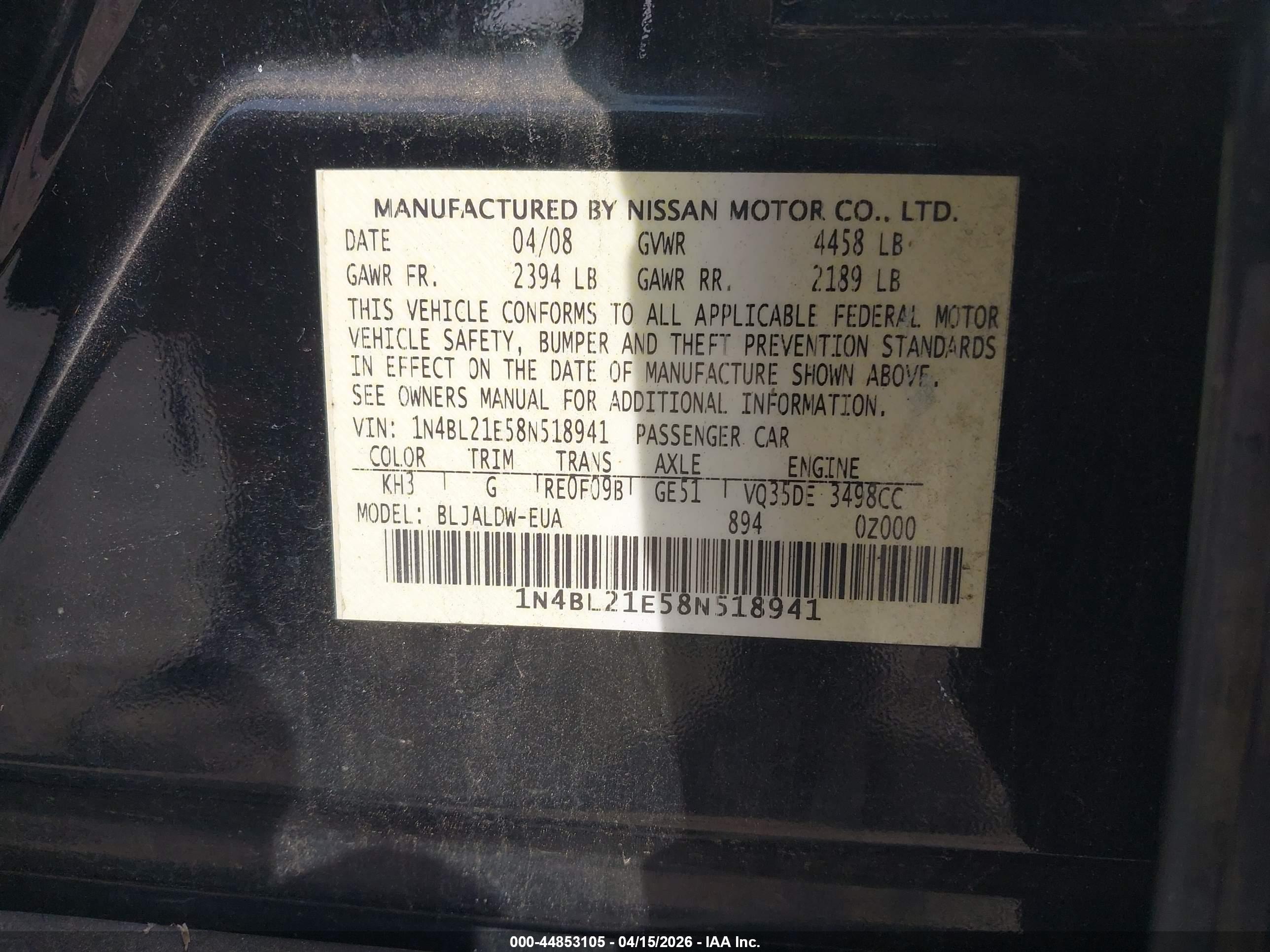 NISSAN ALTIMA image 9
