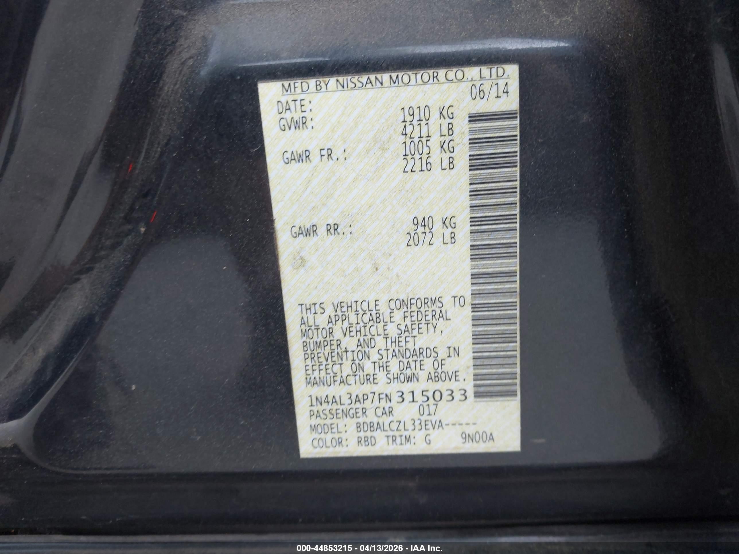 NISSAN ALTIMA image 9