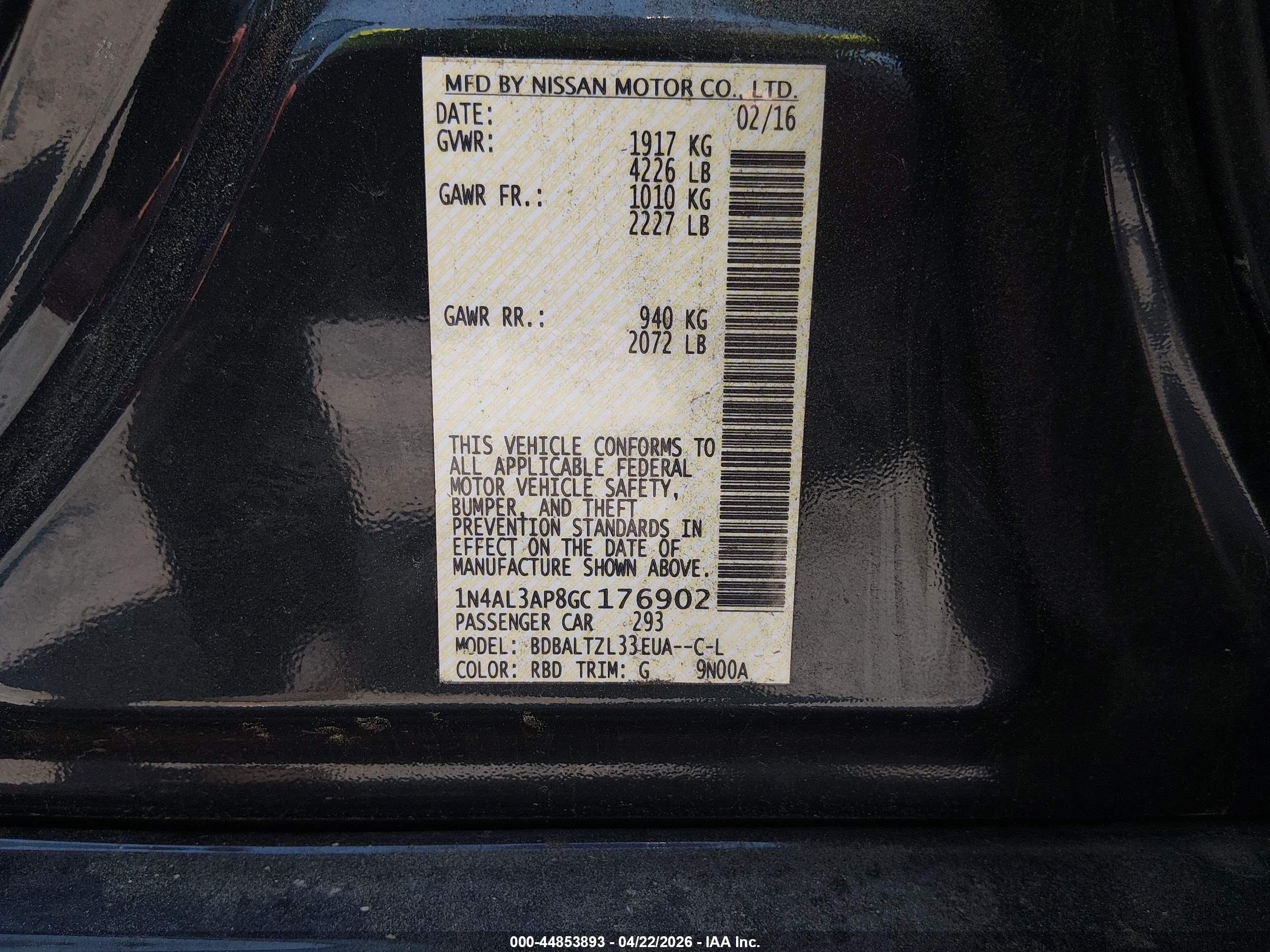 NISSAN ALTIMA image 9