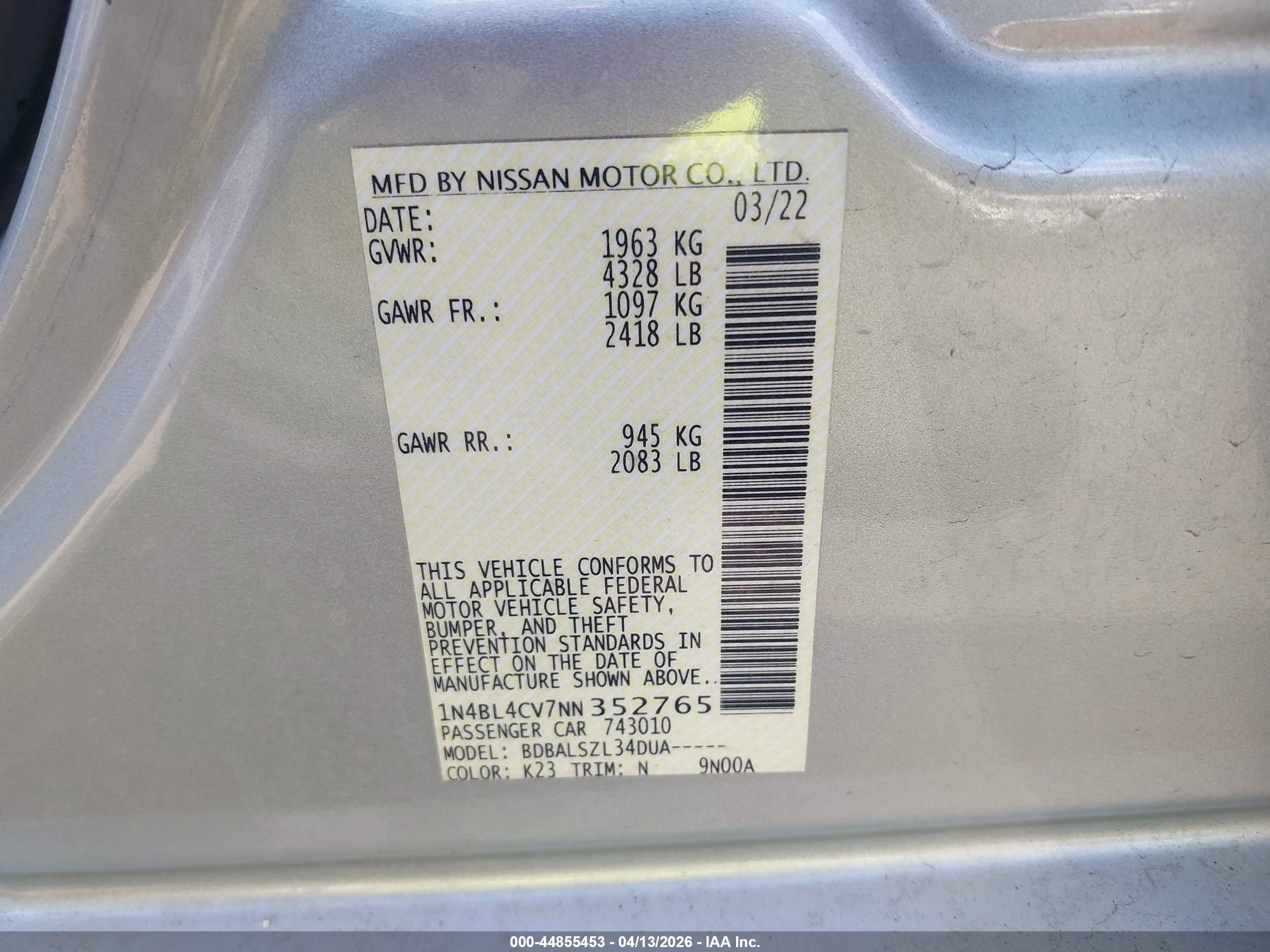 NISSAN ALTIMA image 9