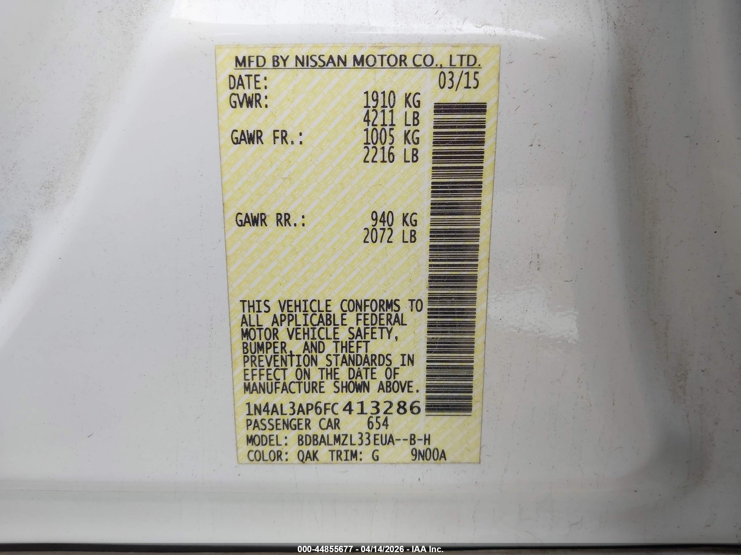 NISSAN ALTIMA image 9