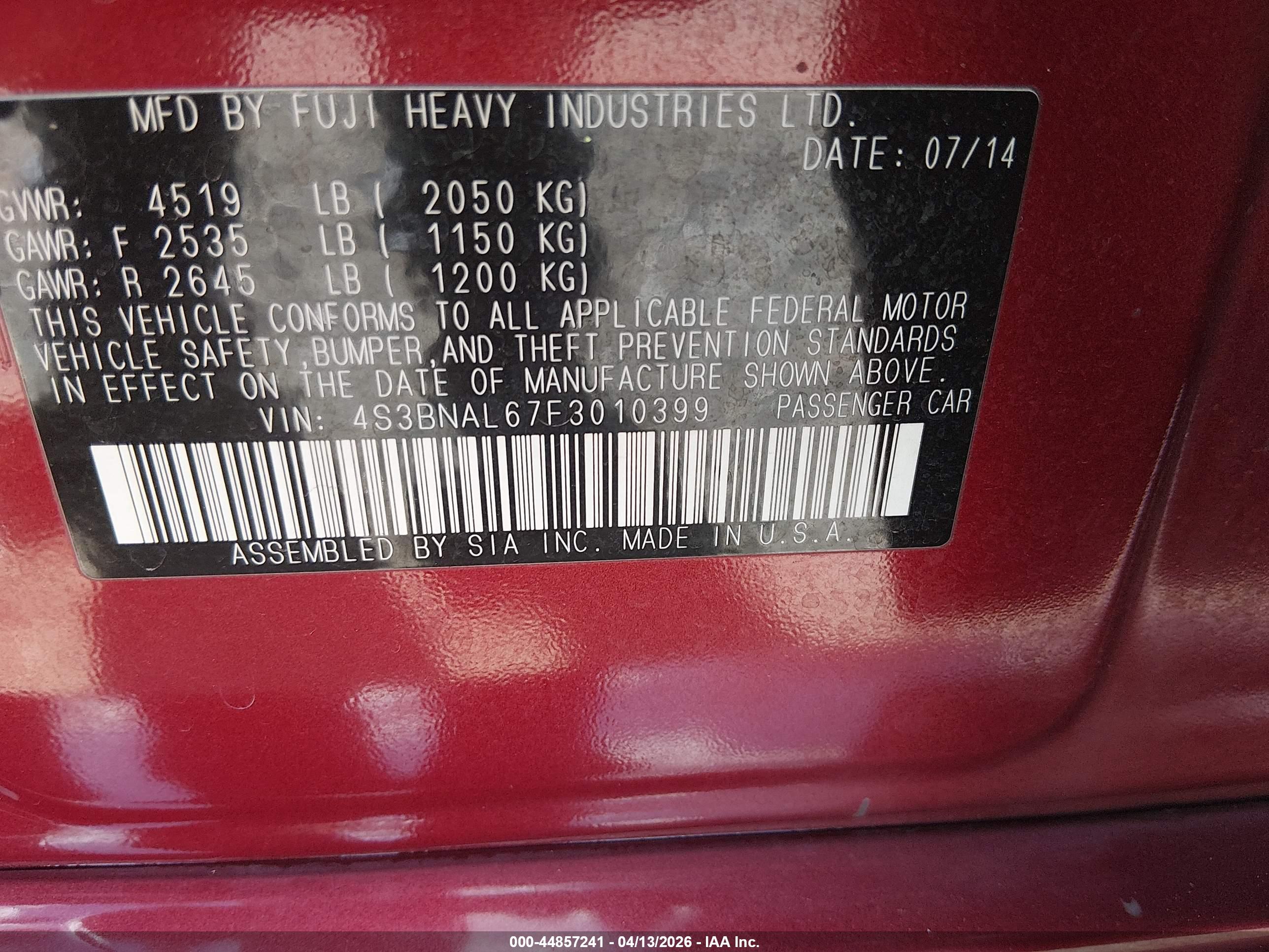 SUBARU LEGACY image 9